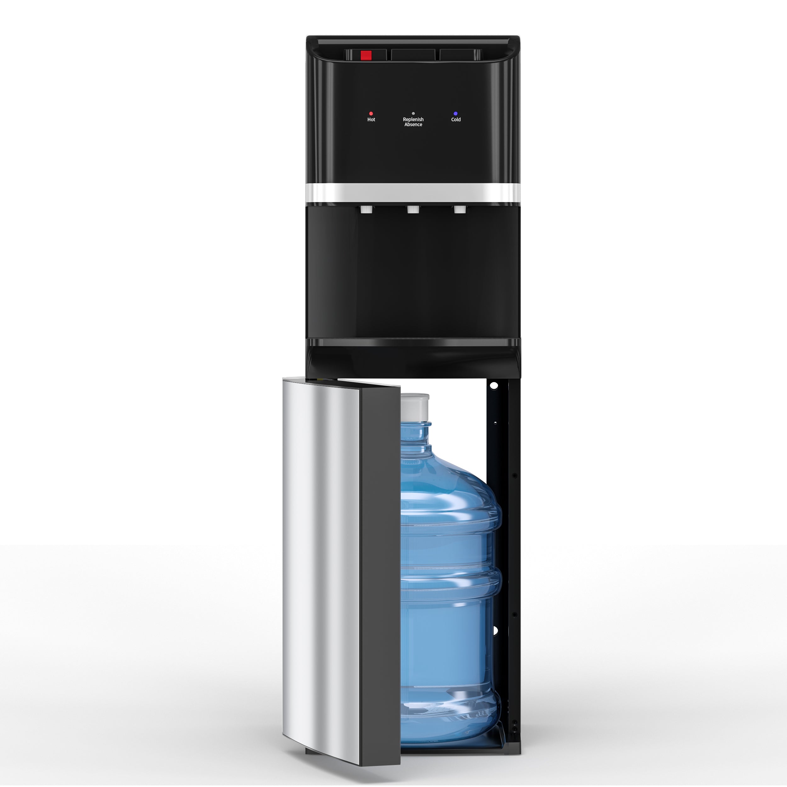 Bottom Loading Water Cooler Dispenser for 3-5 Gallon Bottles, Stainless steel Water Cooler with 3 Temperature Settings - Hot, Cold & Room Water, Ideal Design for Home & Office, luxury balck