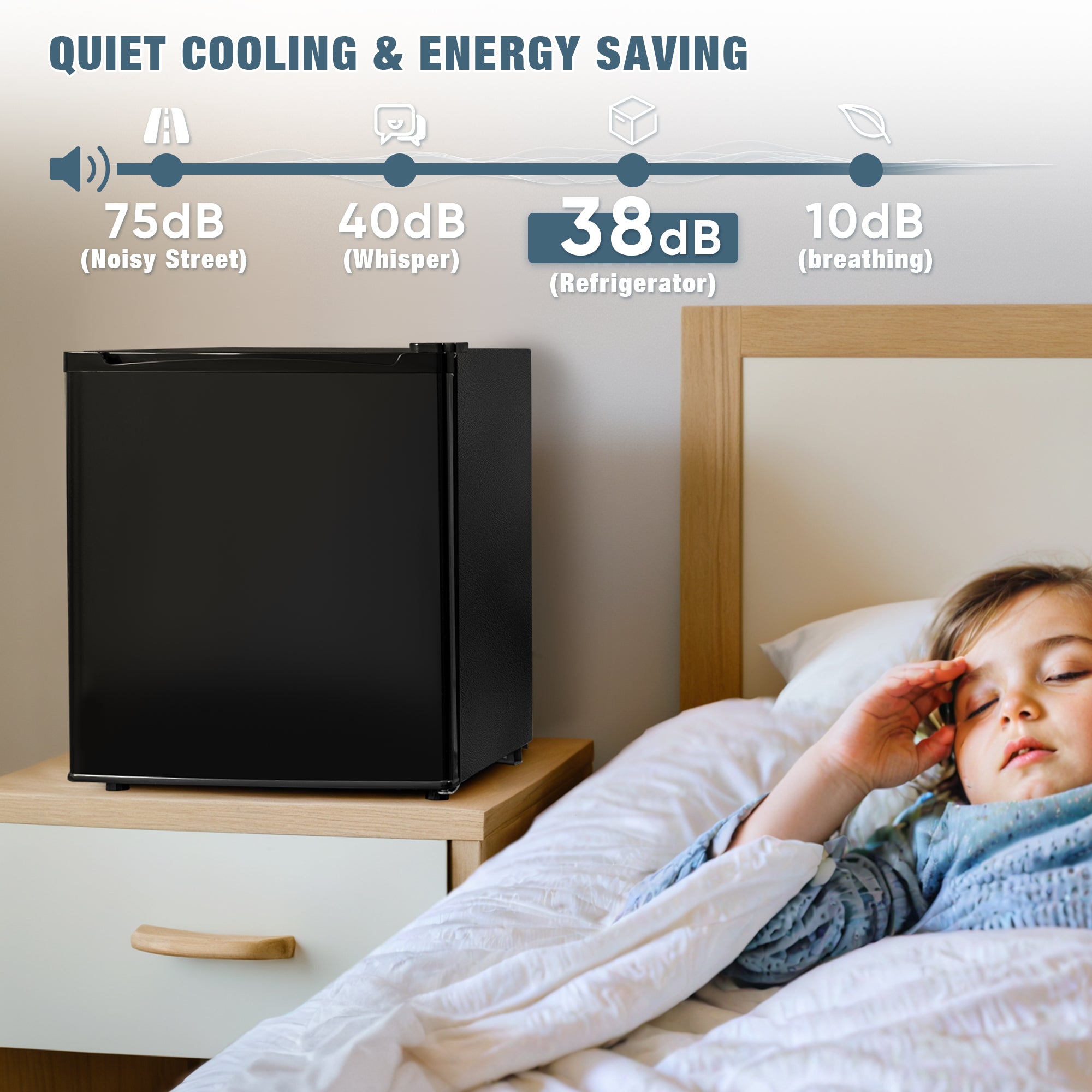 1.7 Cubic Ft. Compact Refrigerator Energy Saving Single Door Mini Fridge with Freezer,Adjustable Thermostat,Bedroom,Office, Dorm.(Black)