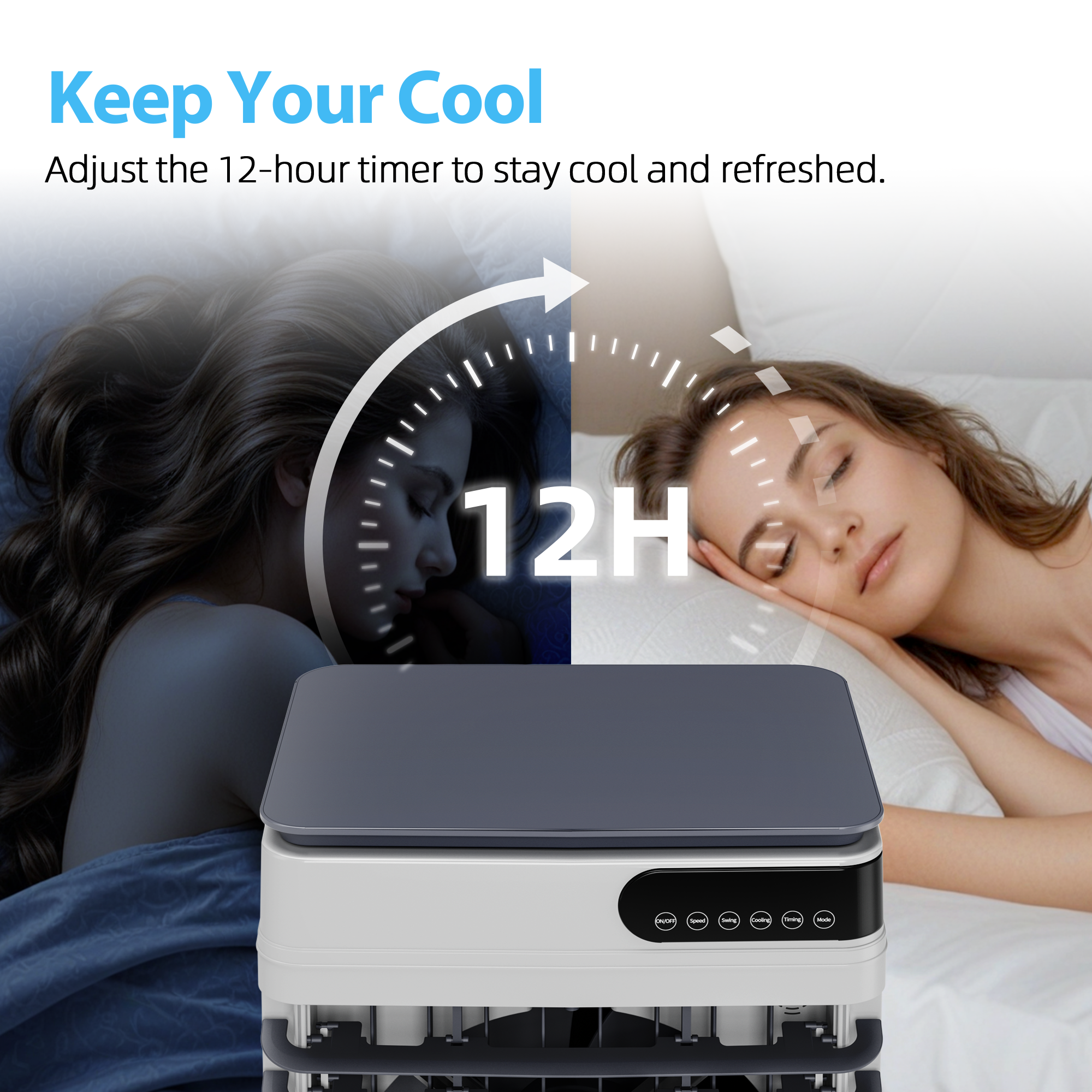 Manastin Evaporative Air Cooler, 3d Cooling, 18.5 Gallon Tank, 3 Speeds, 12 Hour Timer, 3 Ice Boxes, Indoor or Outdoor Use, Energy-Saving