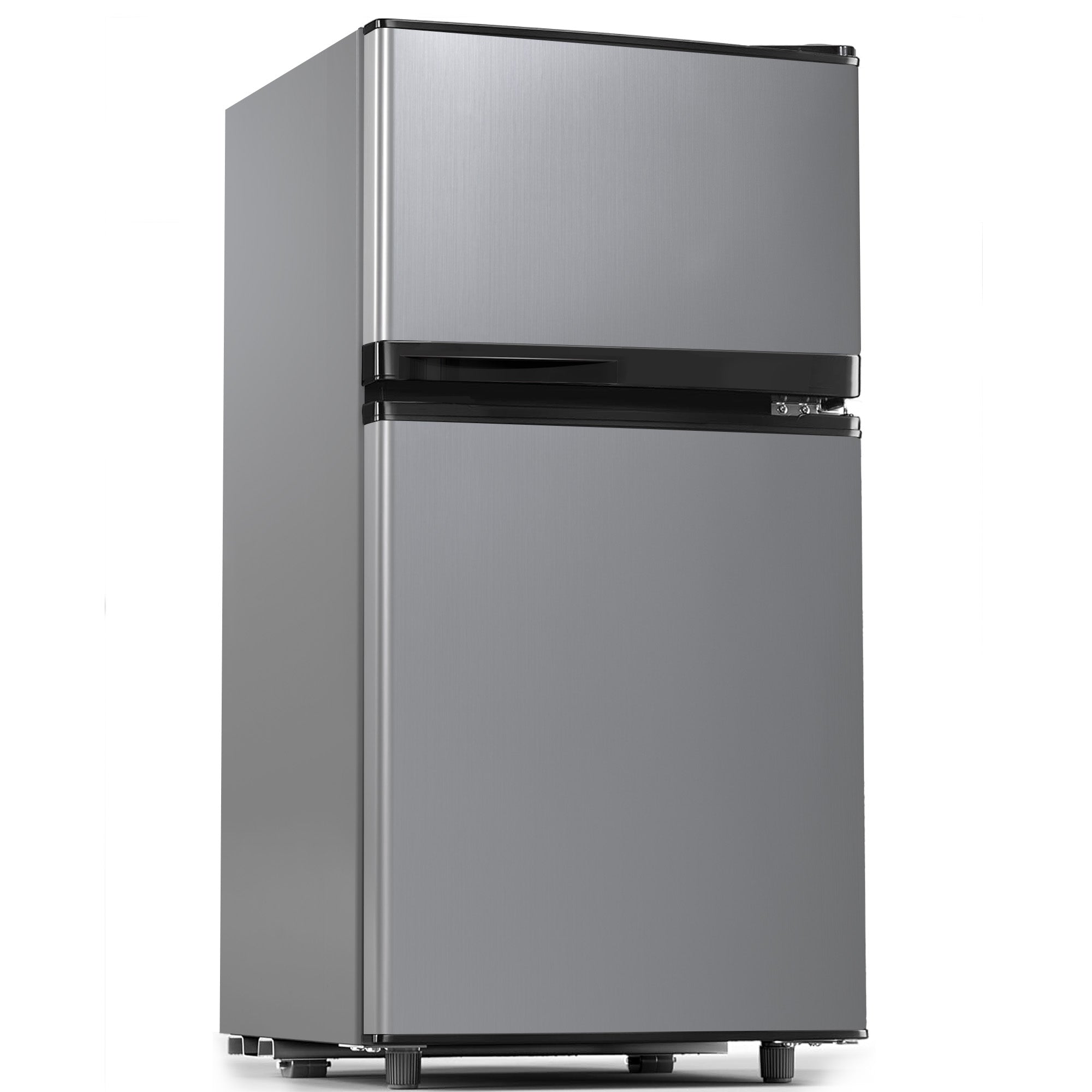 3.55 Cu.Ft Mini Fridge with Freezer, Dual-Door Compact Refrigerator for Office, Kitchen, Dorm & Bedroom, Adjustable Shelves,Matte Silver