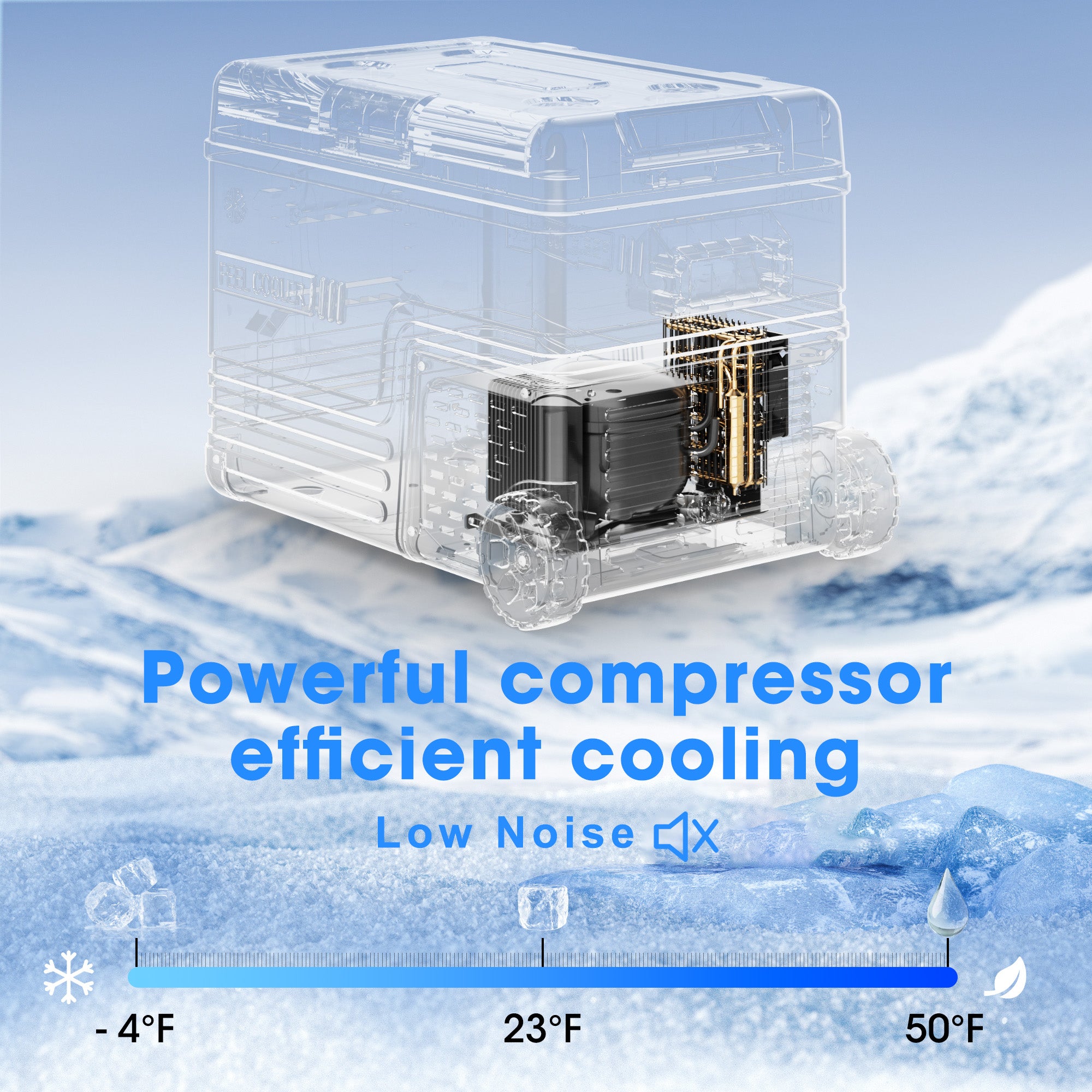 Manastin 12V Car Refrigerator, Portable Freezer (12/24V DC & 110~240V AC), -4℉ to 50℉, 37QT (35L) Truck Fridge with Wheels, Baskets & Shelf for RV, Van, Camping, Travel, and Road Trips(Blue)