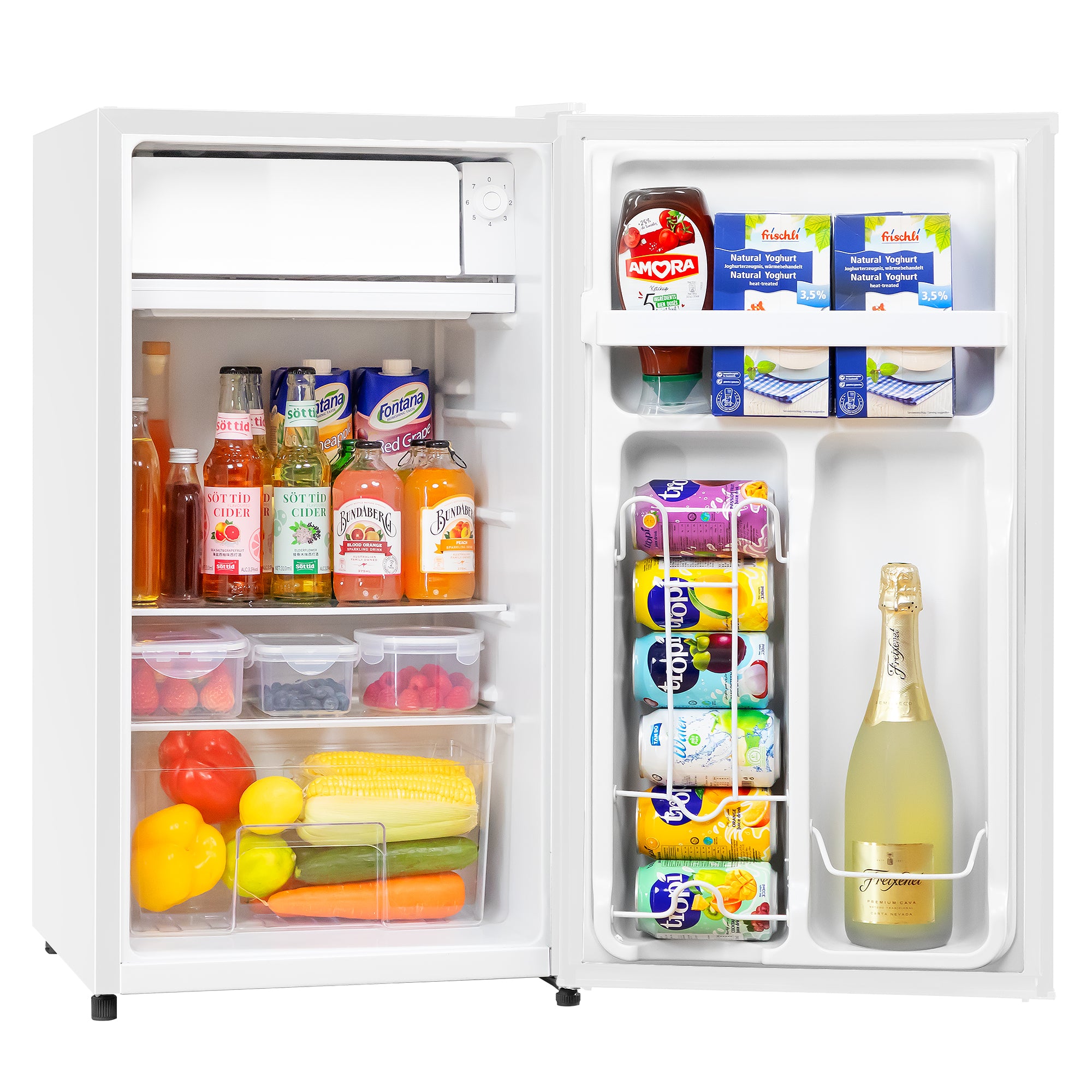 Manastin 3.2 Cu.ft Mini Fridge Energy Saving Compact Refrigerator with Reversible Door,(White)