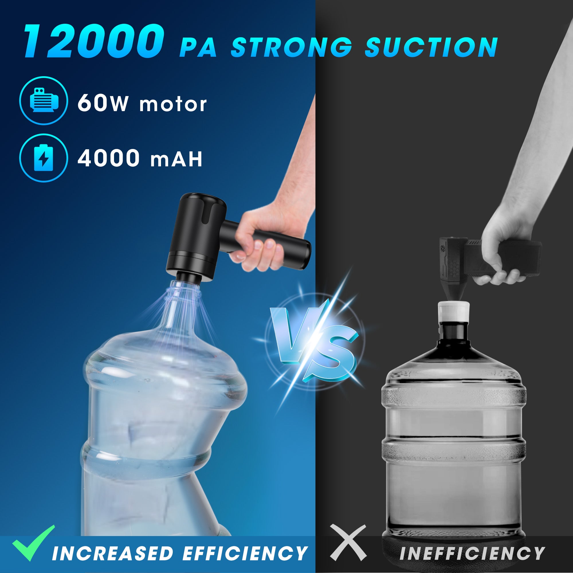 Manastin 8-in-1 Cordless Handheld Vacuum Cleaner - 16,000PA Powerful Suction, 4000mAh Battery, Washable and Reusable