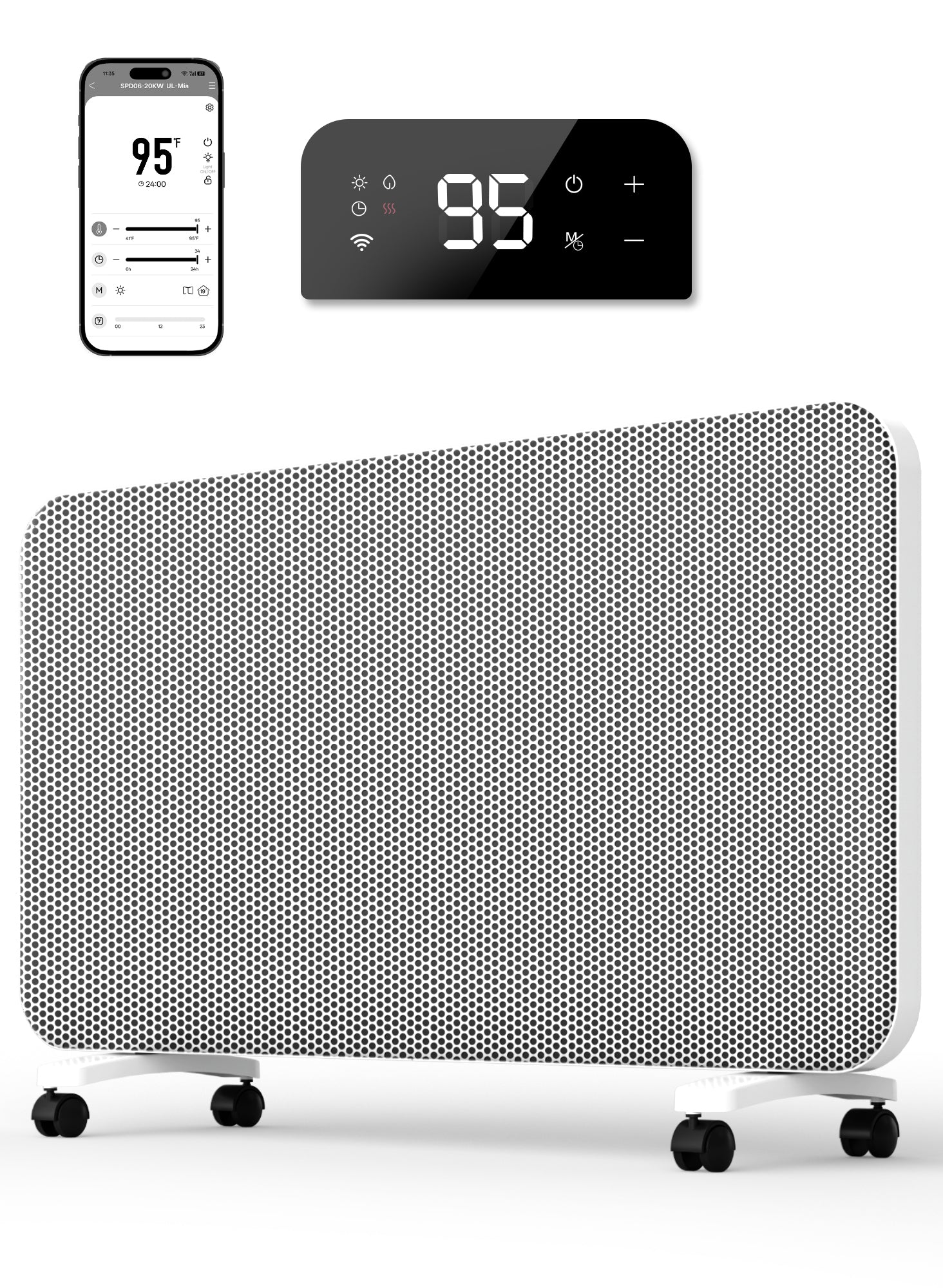 Convection Panel Space Heater Indoor Use, Large Room Electric Heater with Wifi App Control, Smart Mica Infrared Heater with Programmable Thermostat, Wall Mount or Standing, Quiet & Eco, 1500W, 33 Inch