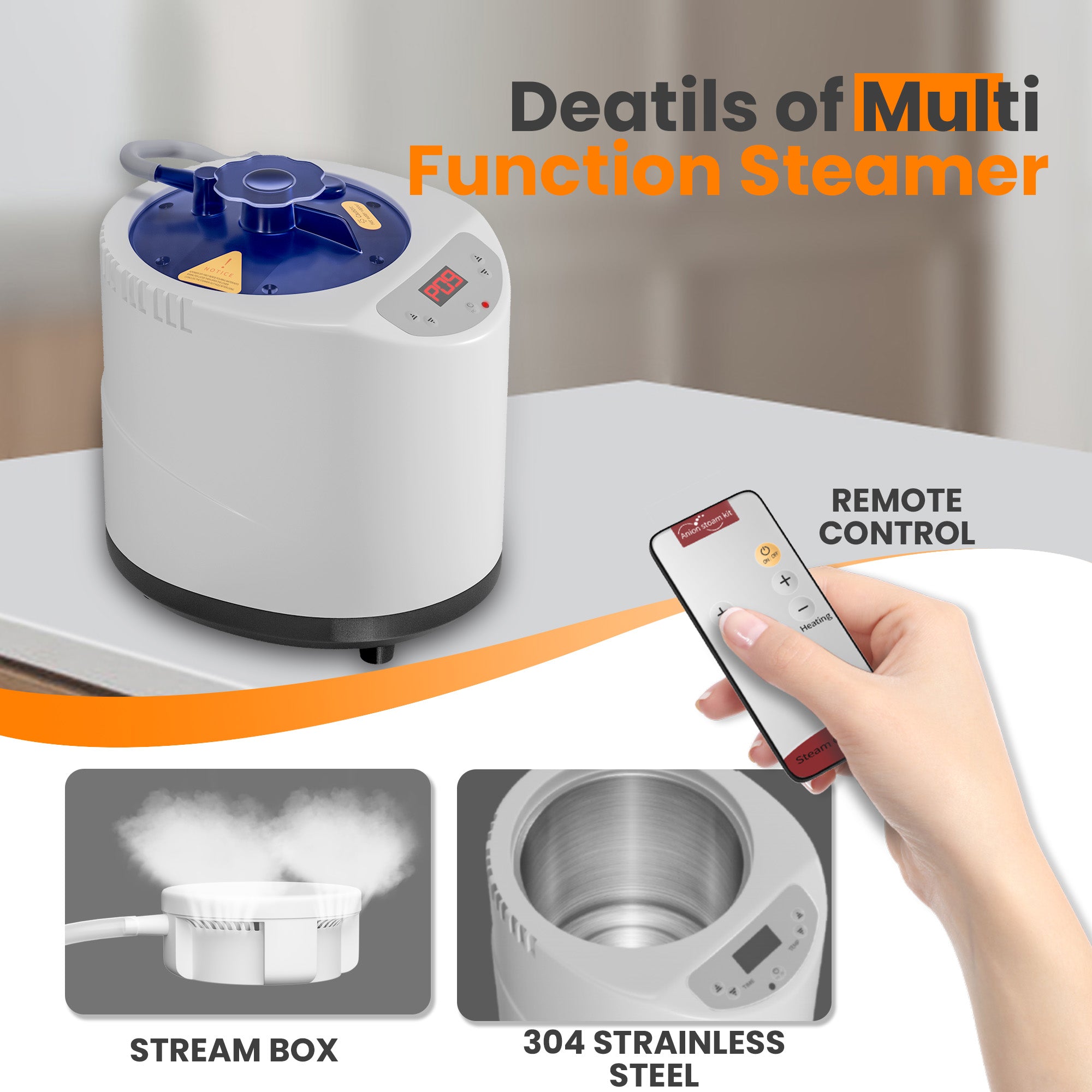 Manastin Portable Steam Sauna Tent, Pentagonal Design with Timer, Remote Control, Folding Chair, Black