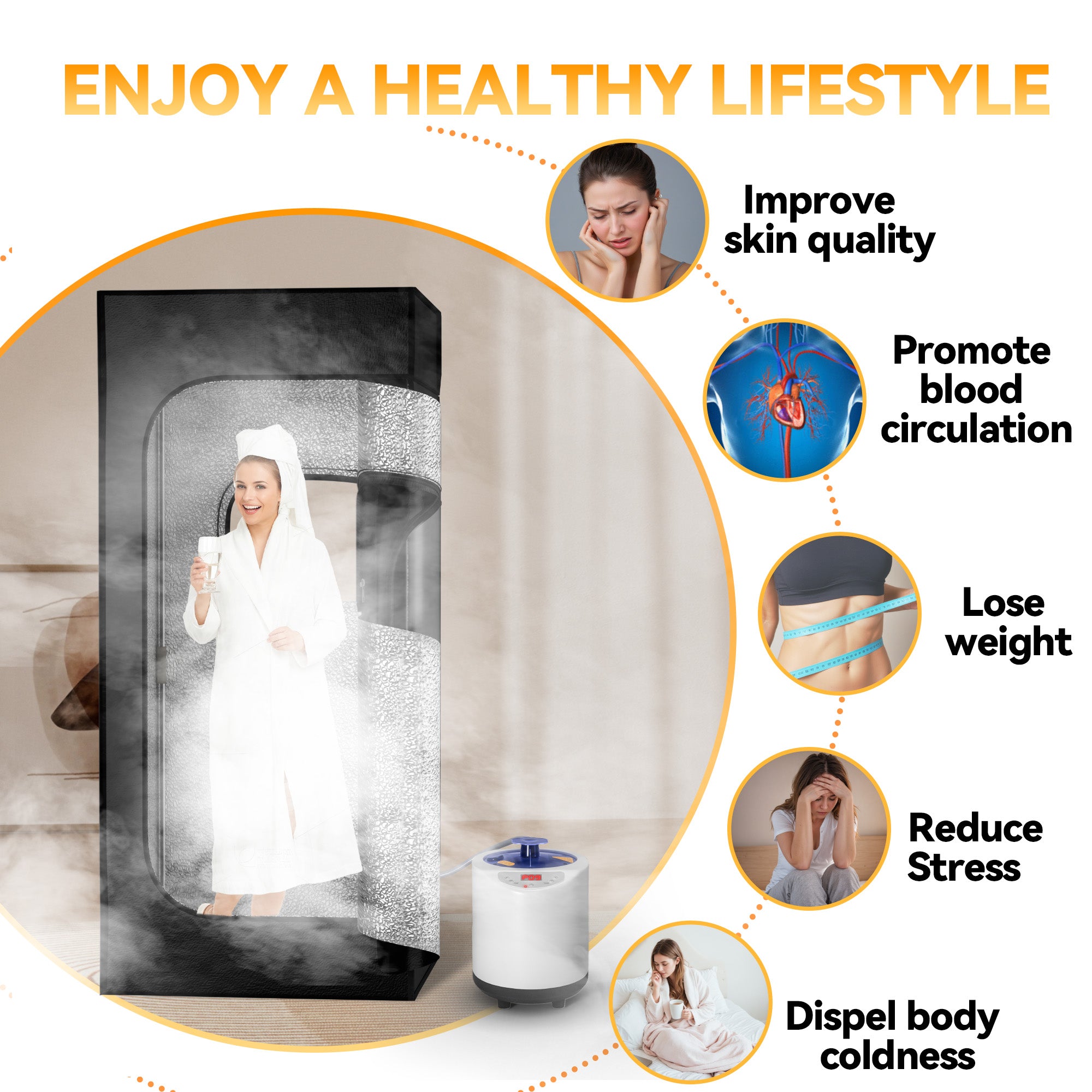Portable Sauna for Home with 1200w 3L Steamer,Personal Sauna with Remote Control and Folding Chair