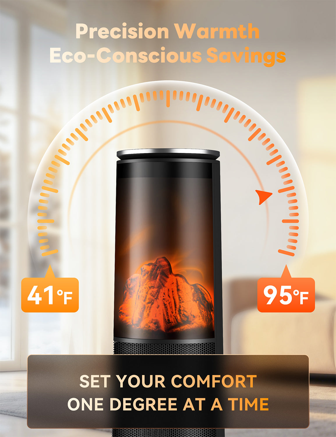 Manastin 25" Space Heaters for Indoor Use, 41-95 โ Tower Electric Heater with Remote, Flame Effect, 1500W, 24H Timer, Child Lock & Safety Protection, for Office, Under Desk, Bedroom, Large Room