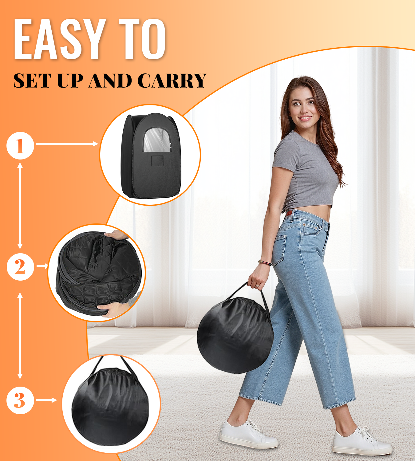 Portable Sauna Box for Home, Foldable Steam Nurecover Sauna Tent at Home Use, ๐ฏ ๐๐ฒ๐ฐ๐ to Install and Fold, XL Steamer, Folding Chair & Remote Control, 2.7โ x 2.7โ x 4.8โ