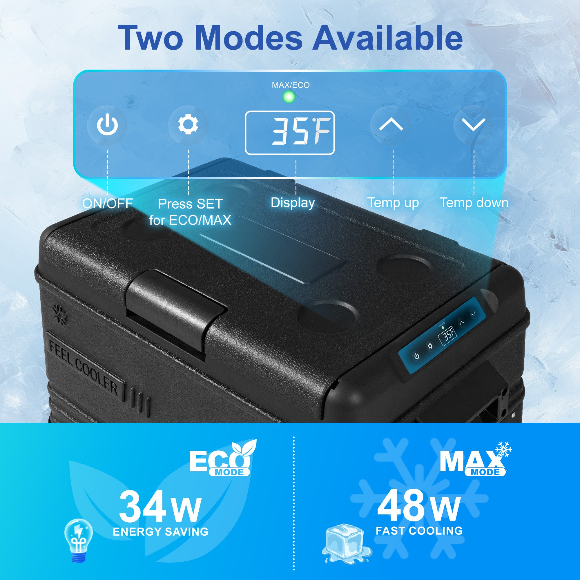 Manastin 12V Car Refrigerator, Portable Freezer (12/24V DC & 110~240V AC), -4℉ to 50℉, 37QT (35L) Truck Fridge with Wheels, Baskets & Shelf for RV, Van, Camping, Travel, and Road Trips(Black)