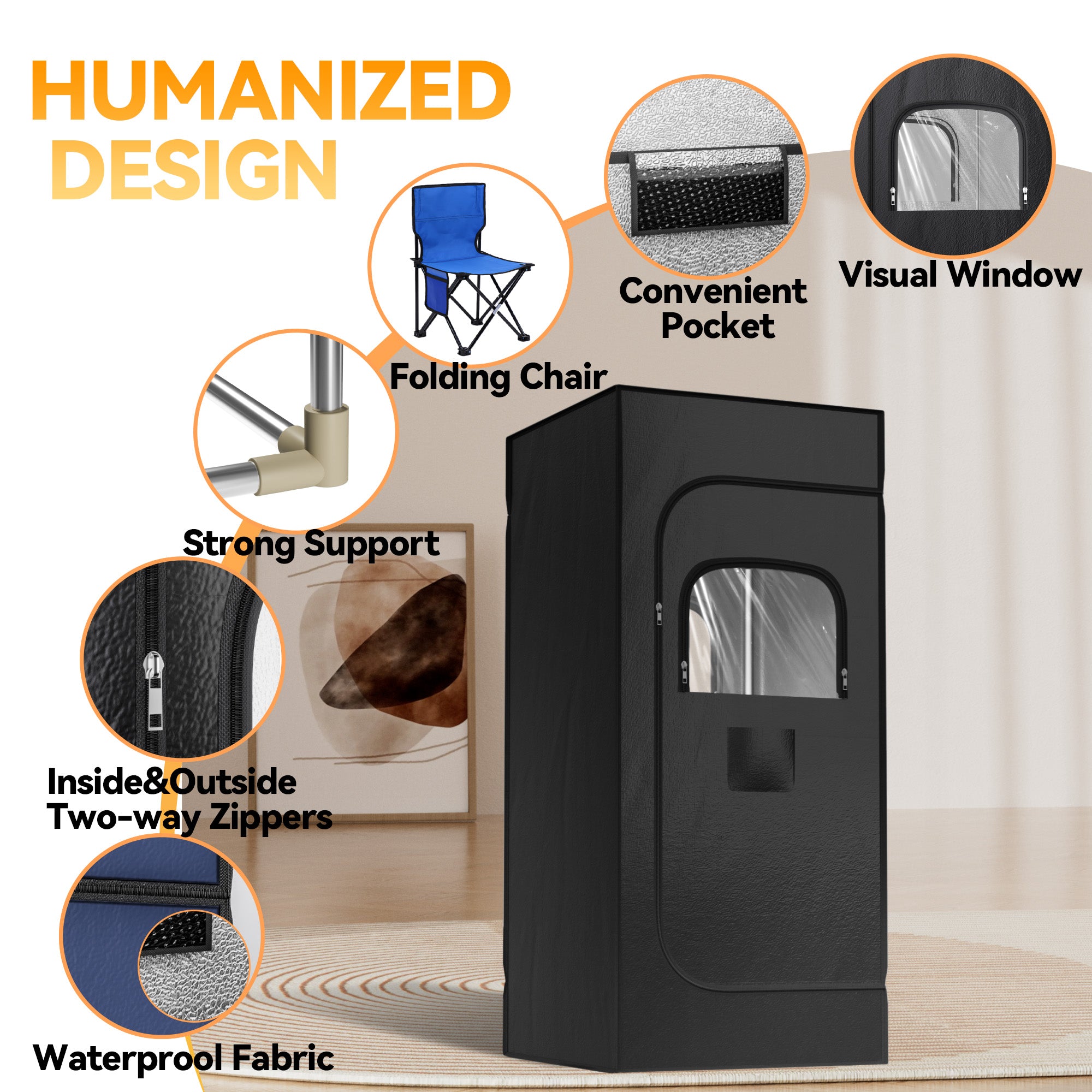 Portable Sauna for Home with 1200w 3L Steamer,Personal Sauna with Remote Control and Folding Chair