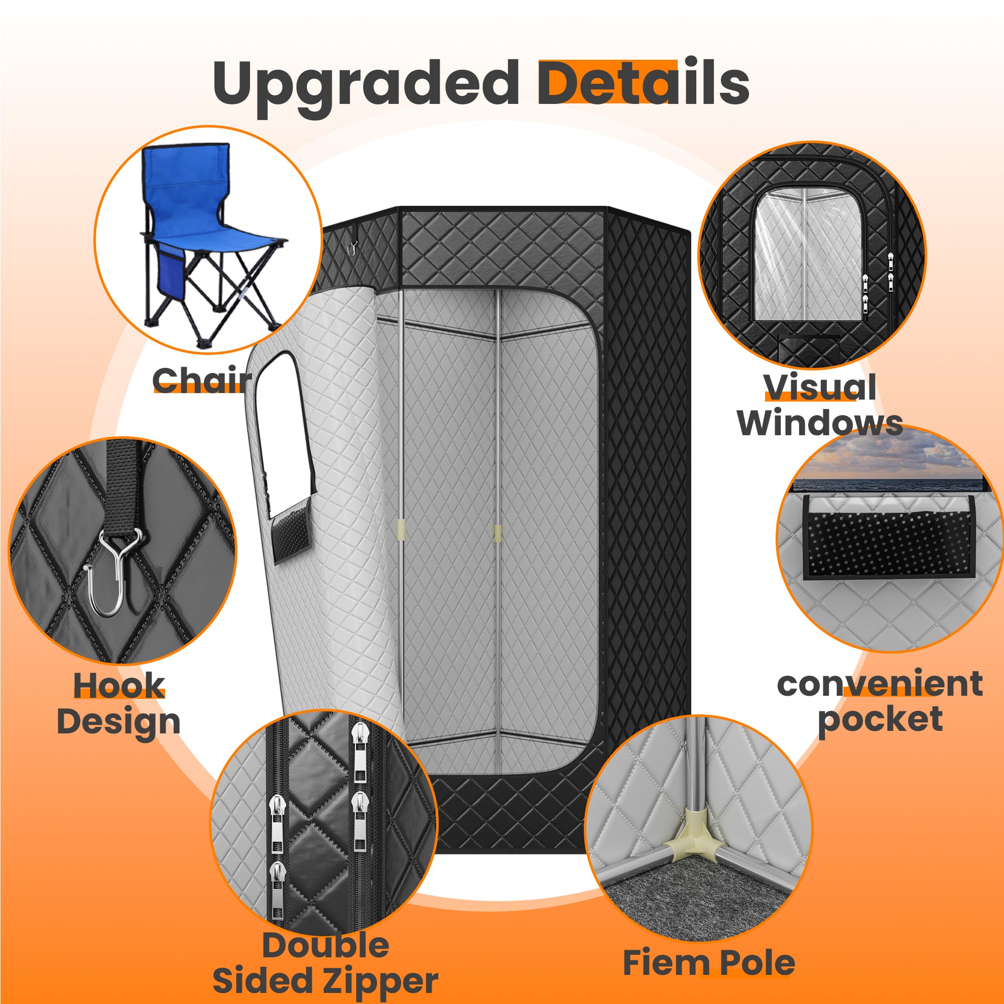 Manastin Portable Steam Sauna Tent, Pentagonal Design with Timer, Remote Control, Folding Chair, Black