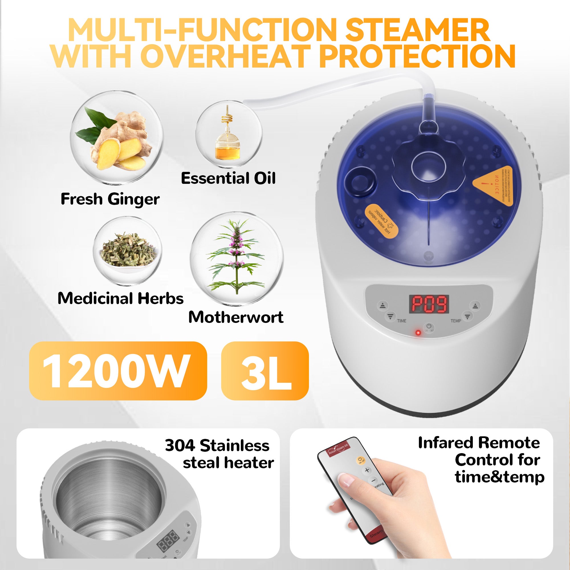 Portable Sauna for Home with 1200w 3L Steamer,Personal Sauna with Remote Control and Folding Chair