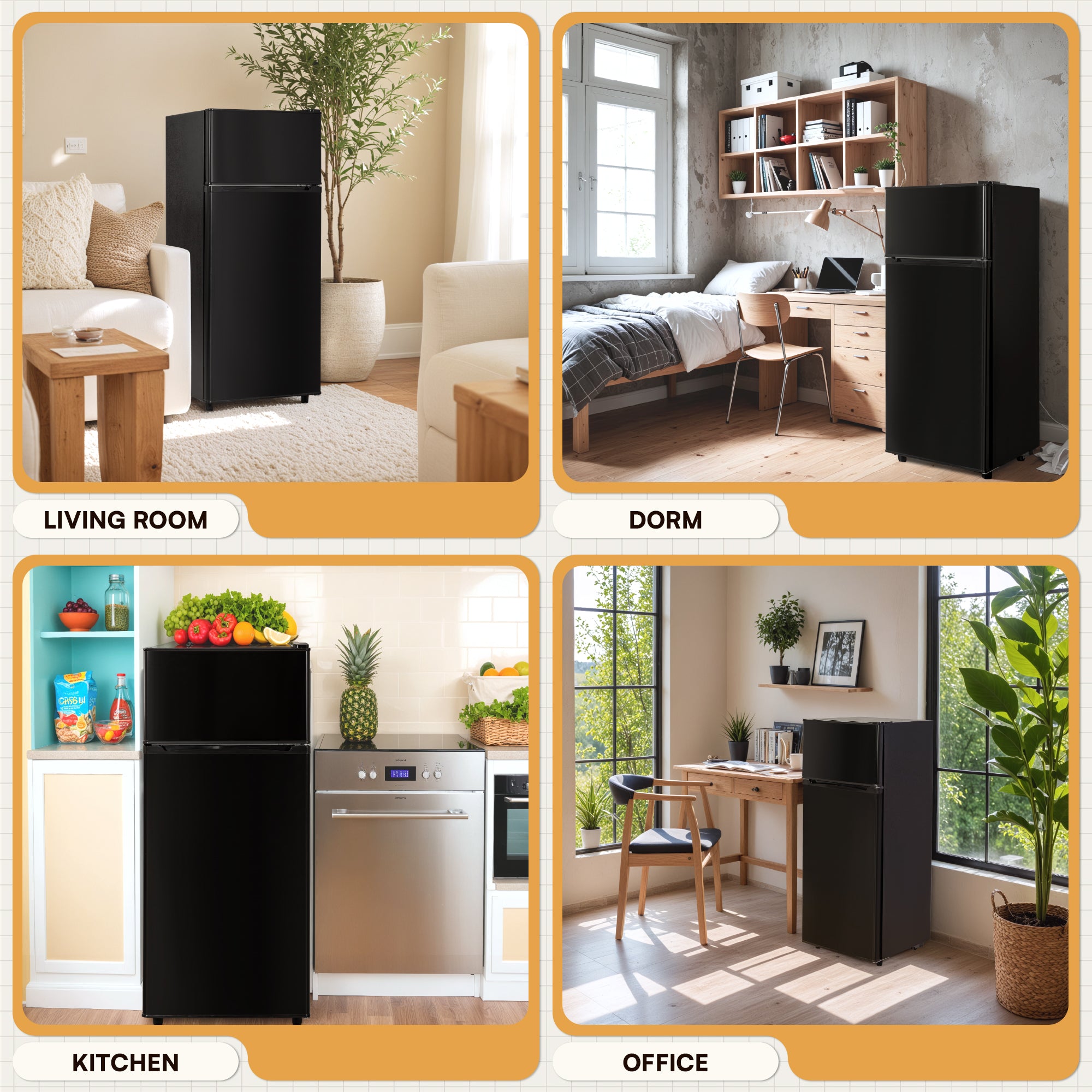 Manastin 4.5 Cu.ft Mini Refrigerator with Freezer,Small Refrigerator for Office,Kitchen,Dorm and Bedroom ,2 Doors Mini Fridge with Adjustable Shelves(Black)