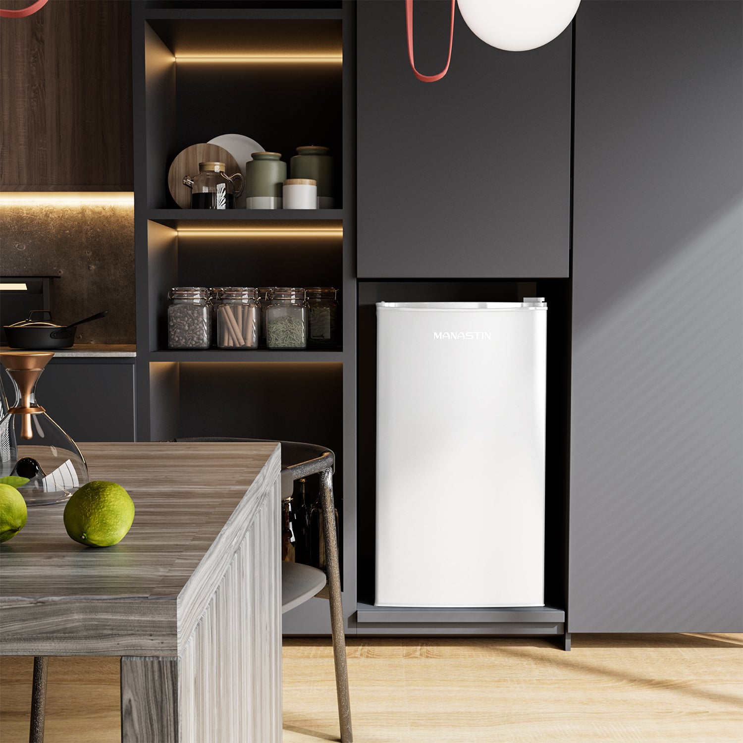 Manastin 3.2 Cu.ft Mini Fridge Energy Saving Compact Refrigerator with Reversible Door,(White)