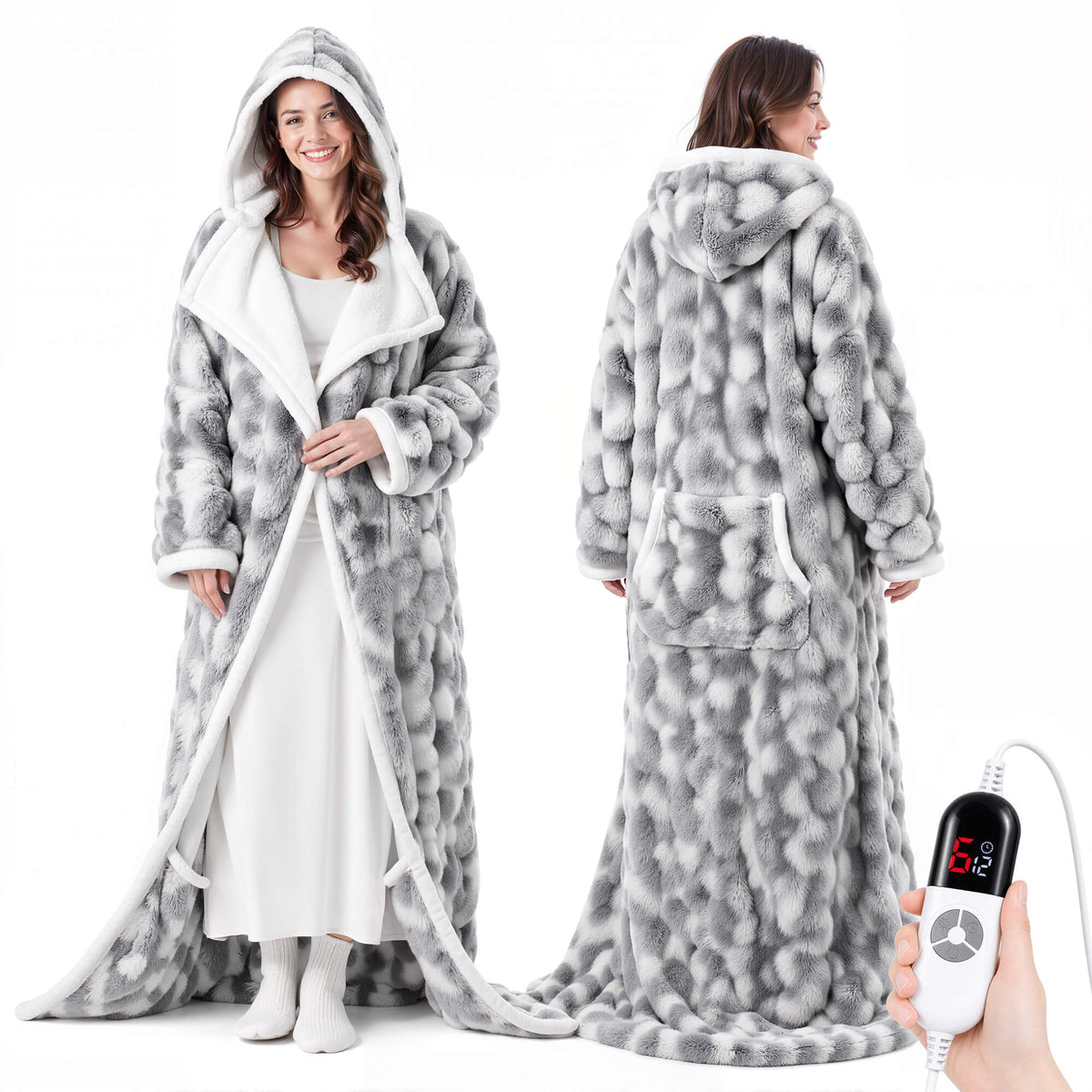 Wearable Heated Blanket with Sleeves & Foot Pocket