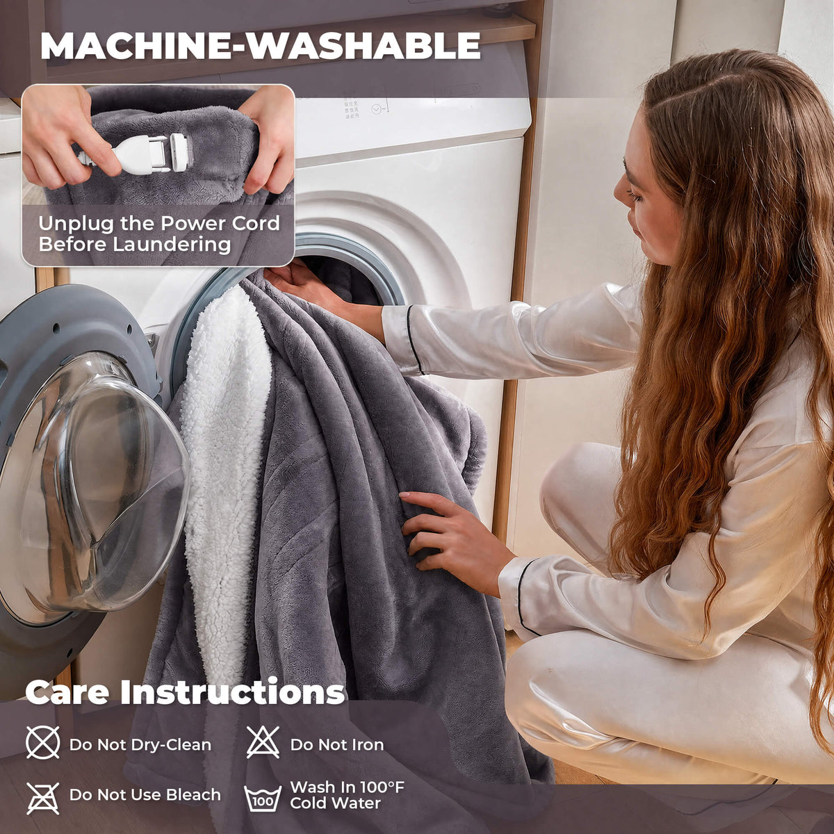 Wearable Heated Blanket with Sleeves & Foot Pocket