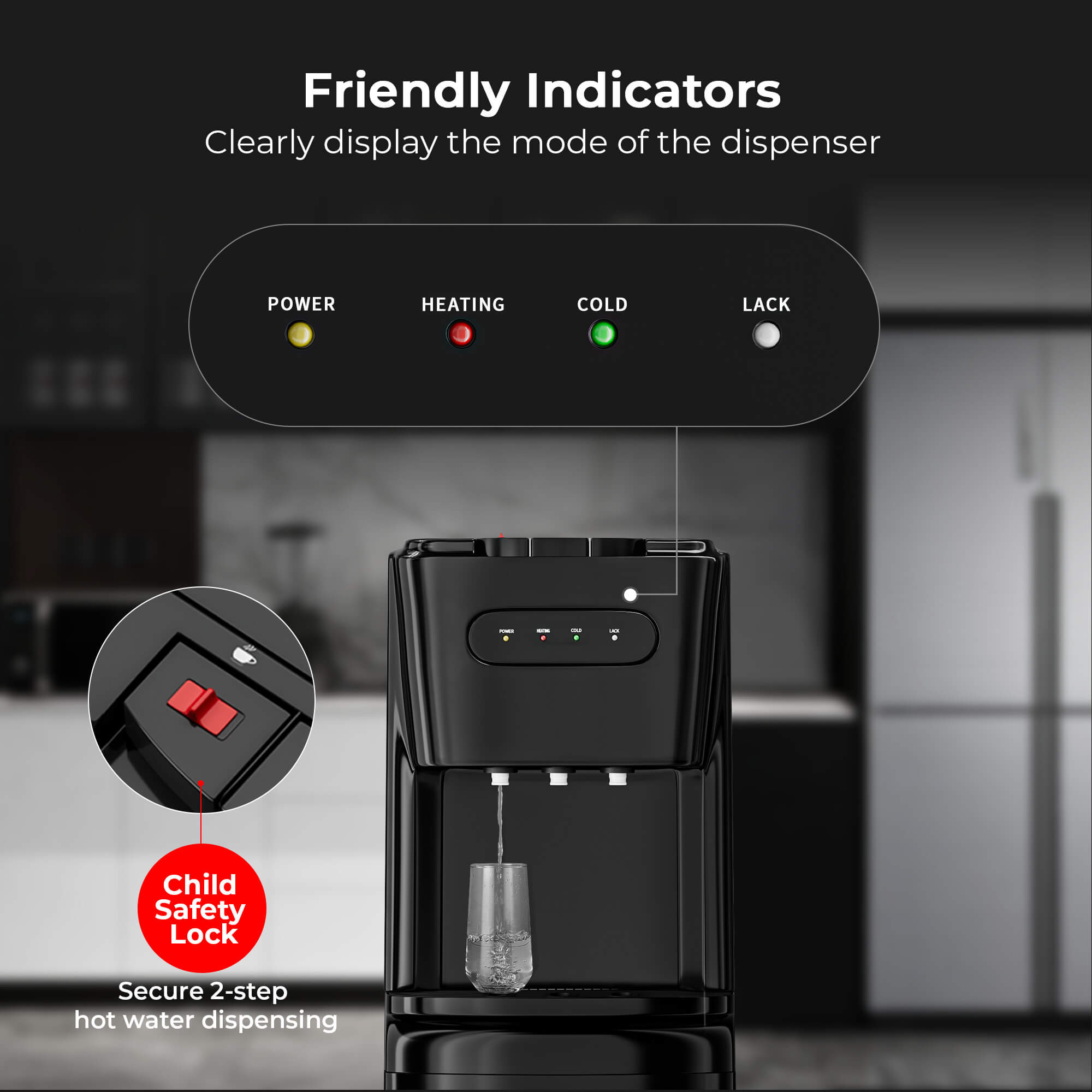 Manastin Water Dispenser Friendly Indicators