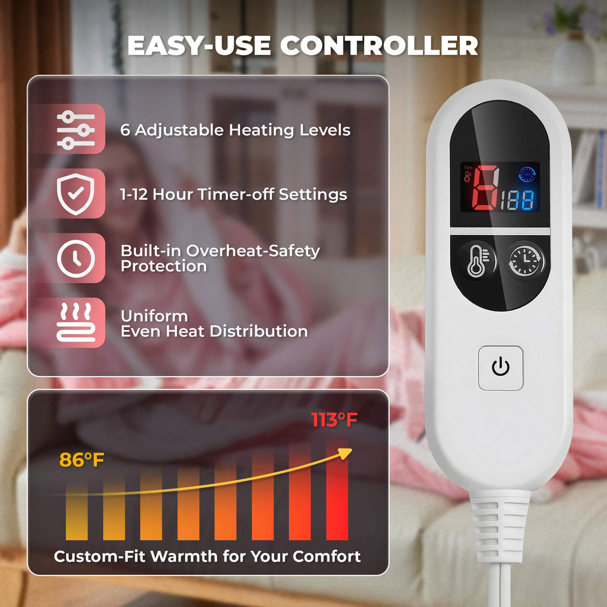 Wearable Heated Blanket with Sleeves & Foot Pocket