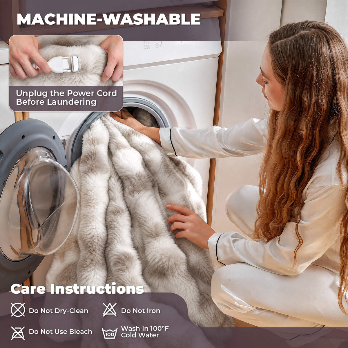 Wearable Heated Blanket with Sleeves & Foot Pocket