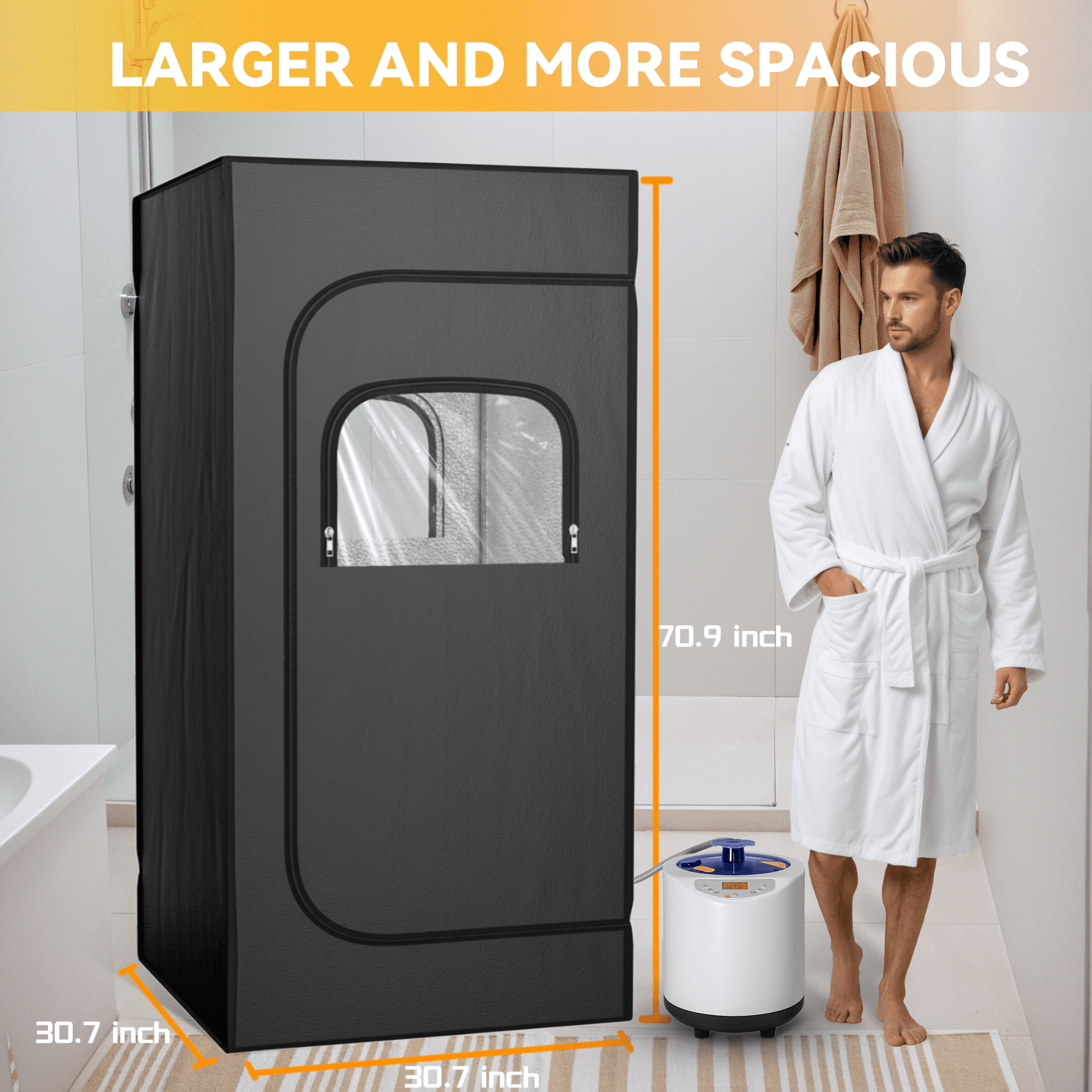 Portable Steam Sauna for Home with 3L 1200W Steamer, Remote Control, Folding Chair (Oxford cloth, waterproof)