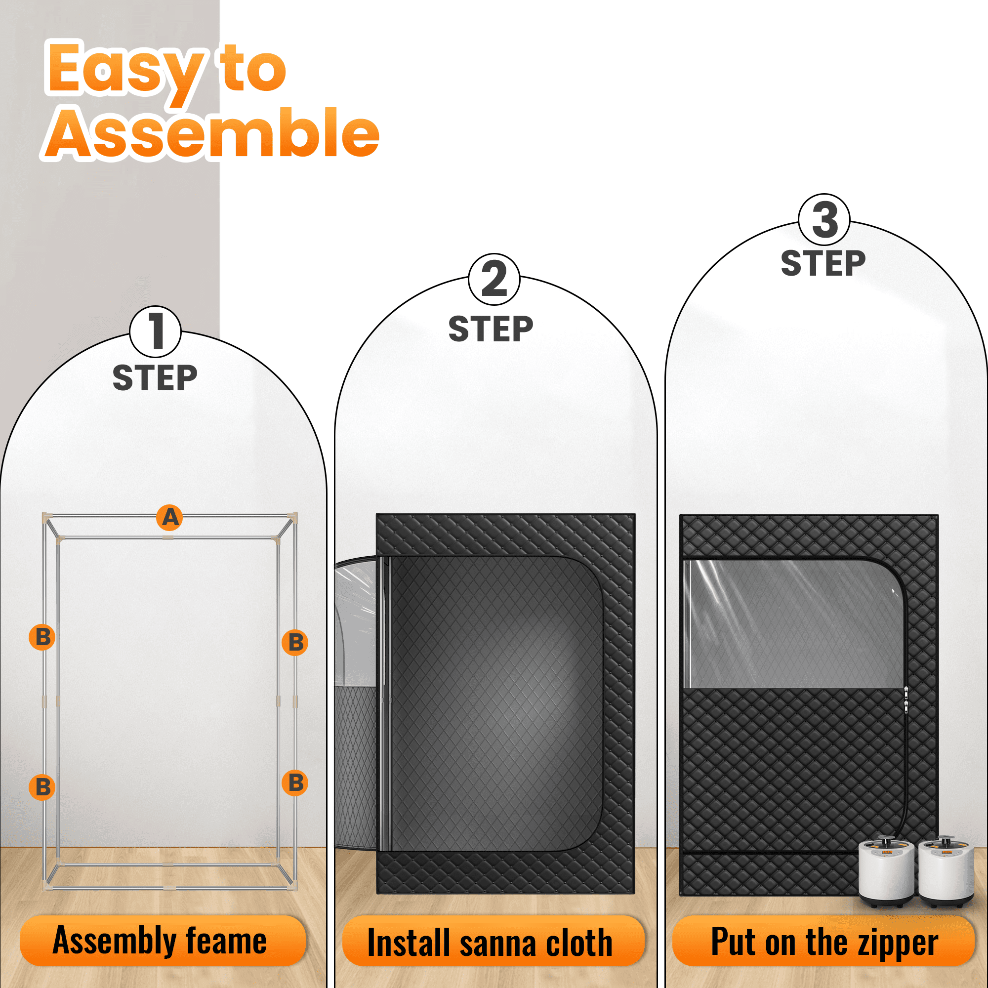 2 Person Steam Sauna with Remote Control,Two Folding Chairs,Large Space Sauna for Bedroom,Living Room,Gym