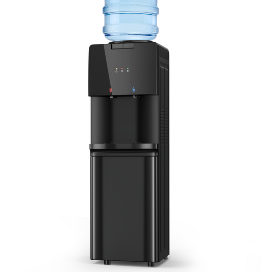Water Coolers Dispenser 5 Gallon Top Load, Cold/Hot Water Cooler, Innovative Simple Design Quiet Operation Freestanding with Child Safety Lock for Home or Office， black