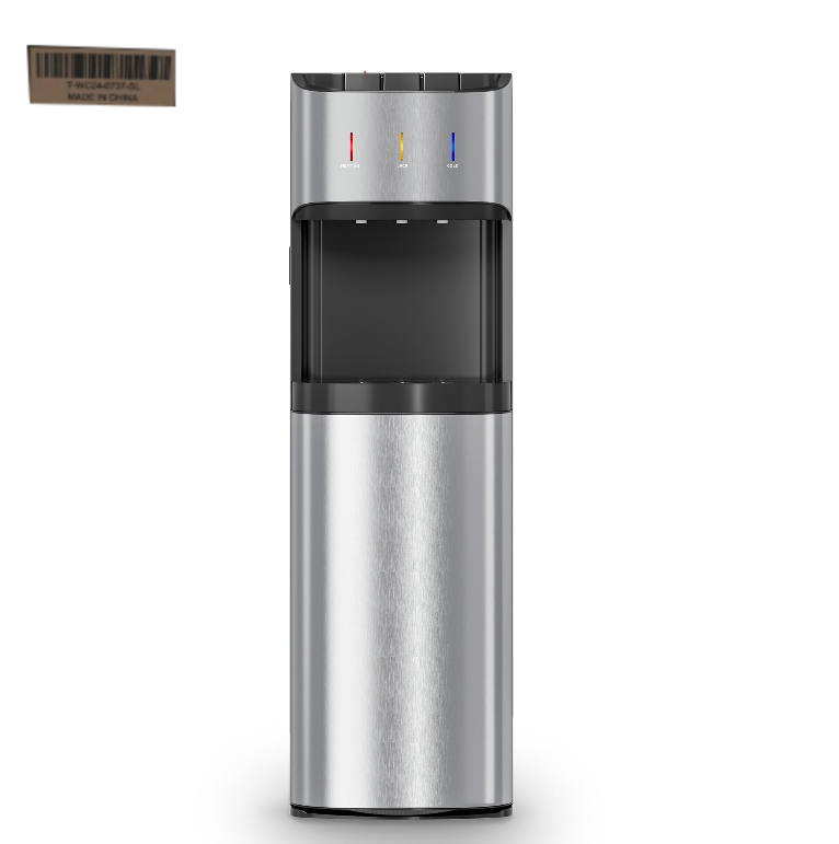 Manastin Bottom Loading Water Cooler Dispenser of 3 Temperature Settings - Hot, Cold, Ambient, Water Cooler with Child Safety Lock, Ideal for Office, Home, Living Room Mirror Silver