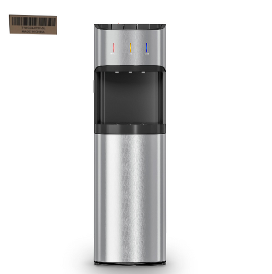 Manastin Bottom Loading Water Cooler Dispenser of 3 Temperature Settings - Hot, Cold, Ambient, Water Cooler with Child Safety Lock, Ideal for Office, Home, Living Room Mirror Silver
