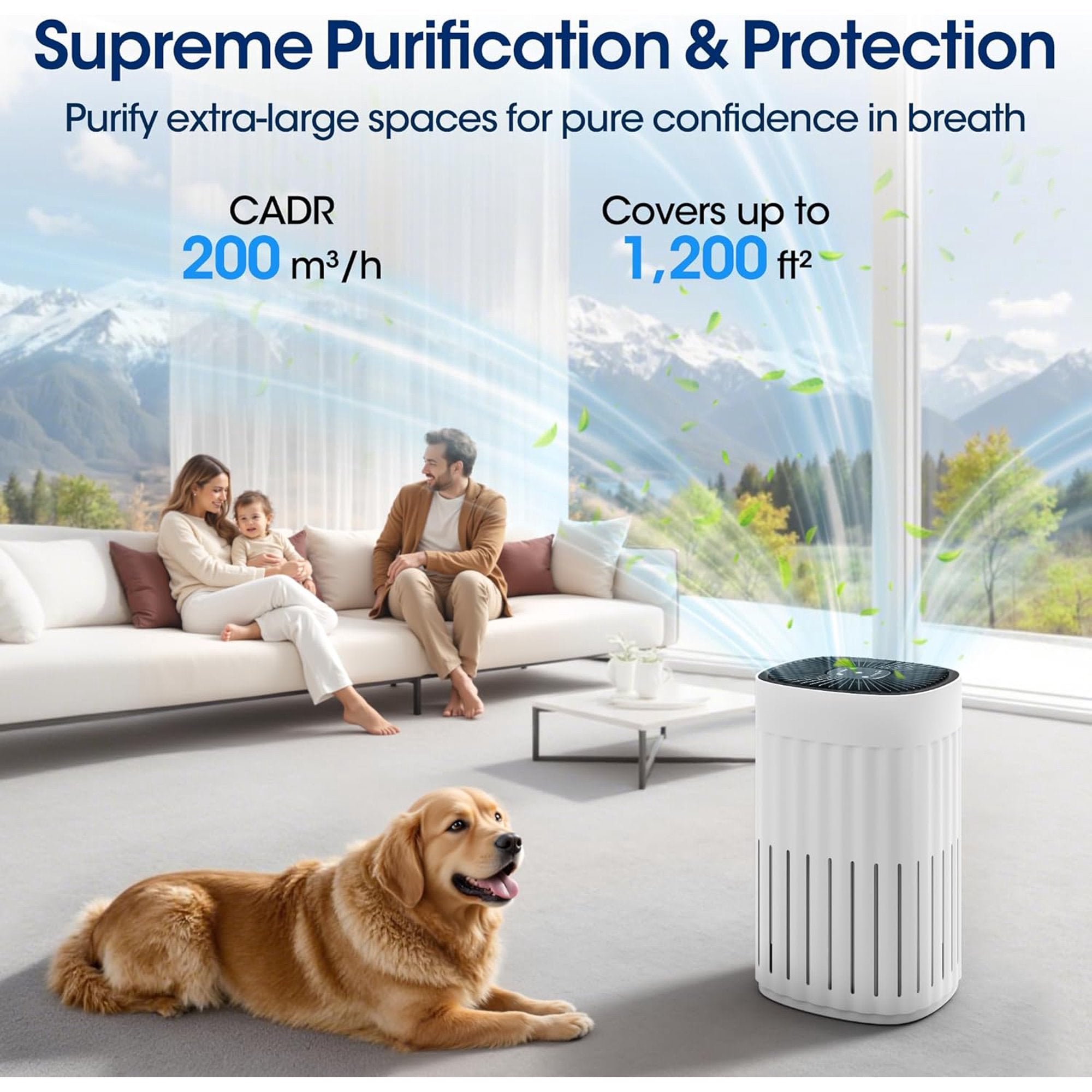 Manastin 3-in-1 HEPA Air Purifier - 99.97% Particle Removal, 3-Speed, 8H Timer for Home & Office