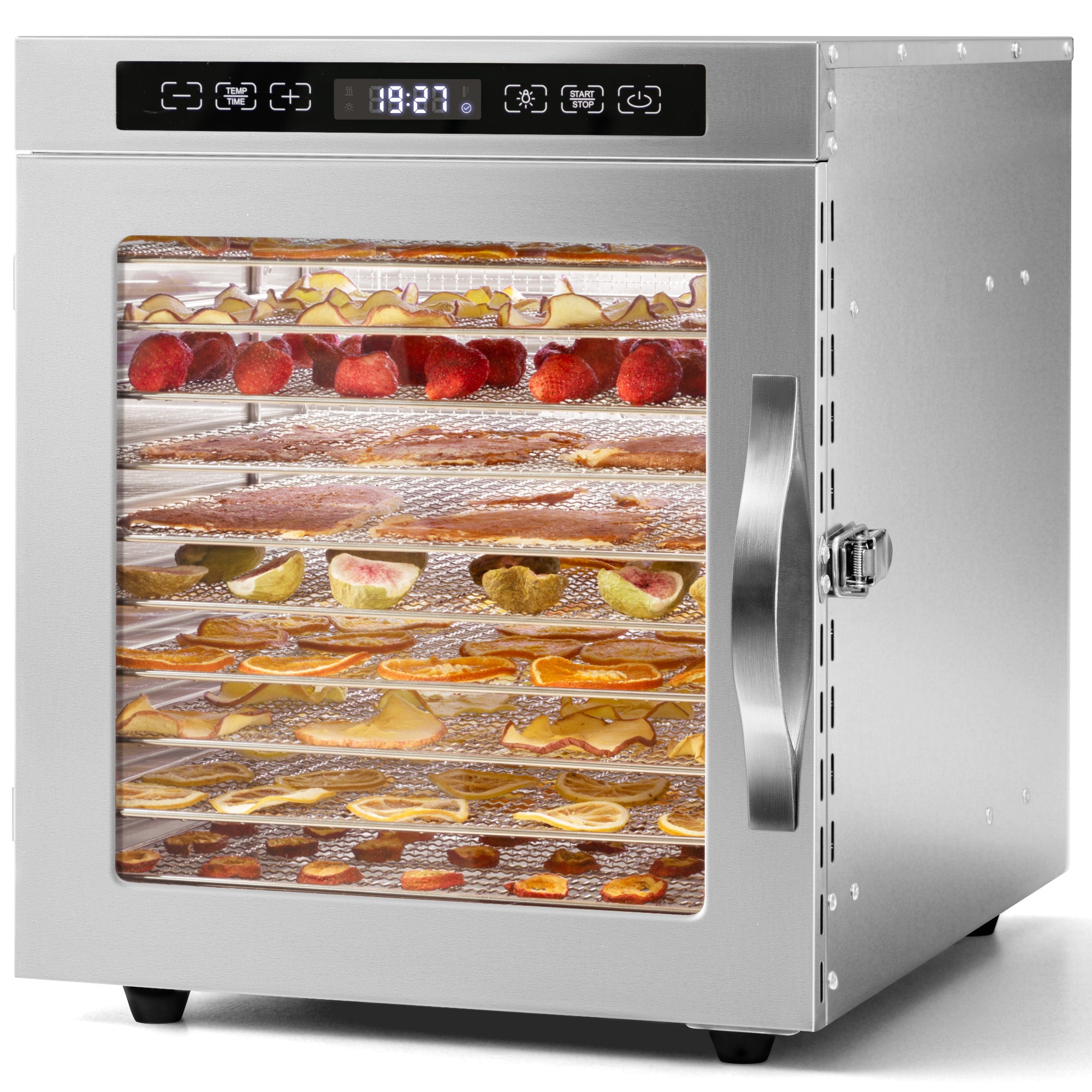 Manastin Food Dehydrator with 10 Stainless Steel Trays, Adjustable Temperature & 24-Hour Timer, Perfect for Drying Fruits, Meat, Herbs, Beef Jerky, and Snacks