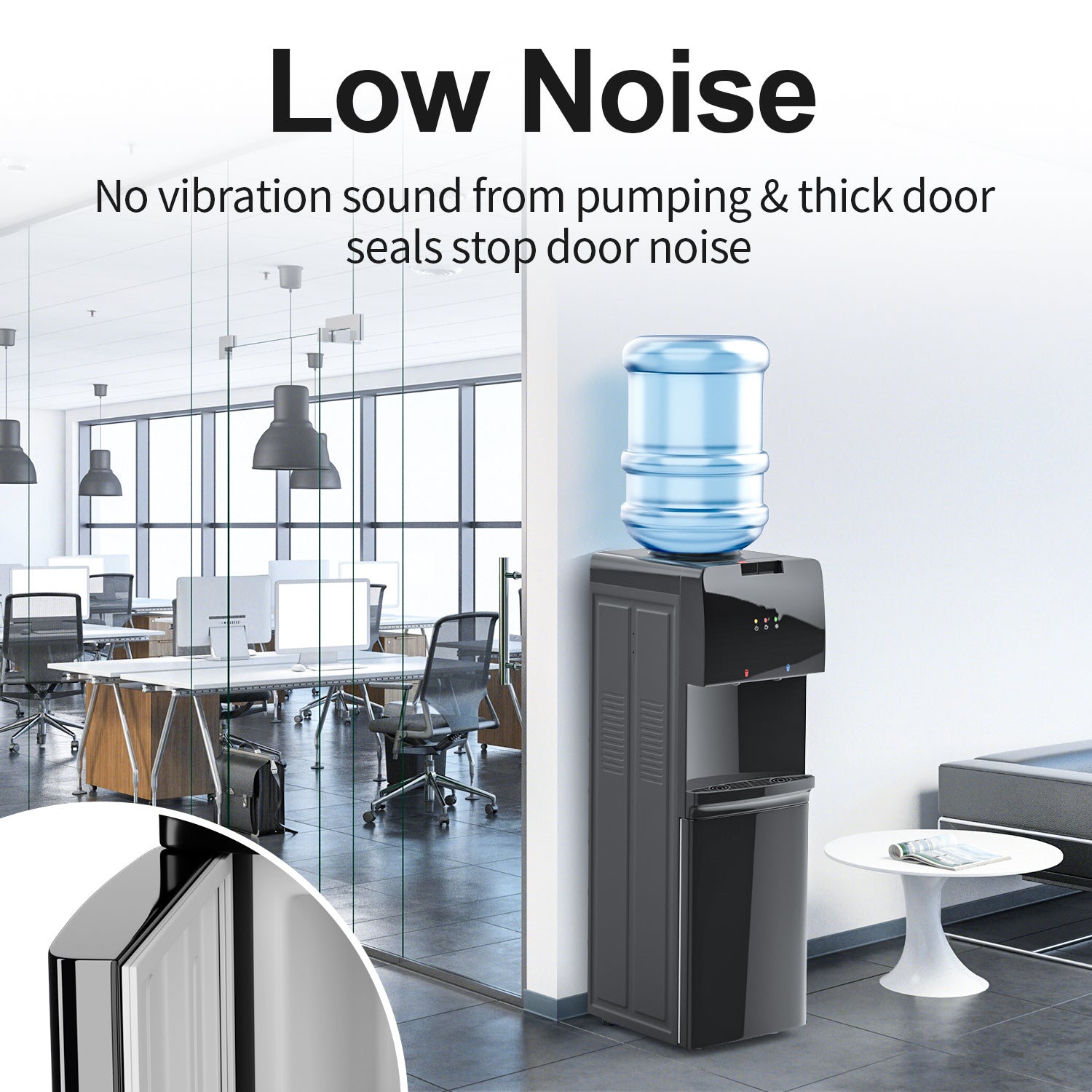 Water Coolers Dispenser 5 Gallon Top Load, Cold/Hot Water Cooler, Innovative Simple Design Quiet Operation Freestanding with Child Safety Lock for Home or Office