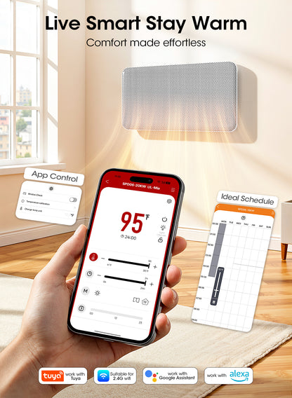 Convection Panel Space Heater Indoor Use, Large Room Electric Heater with Wifi App Control, Smart Mica Infrared Heater with Programmable Thermostat, Wall Mount or Standing, Quiet & Eco, 1500W, 32 Inch