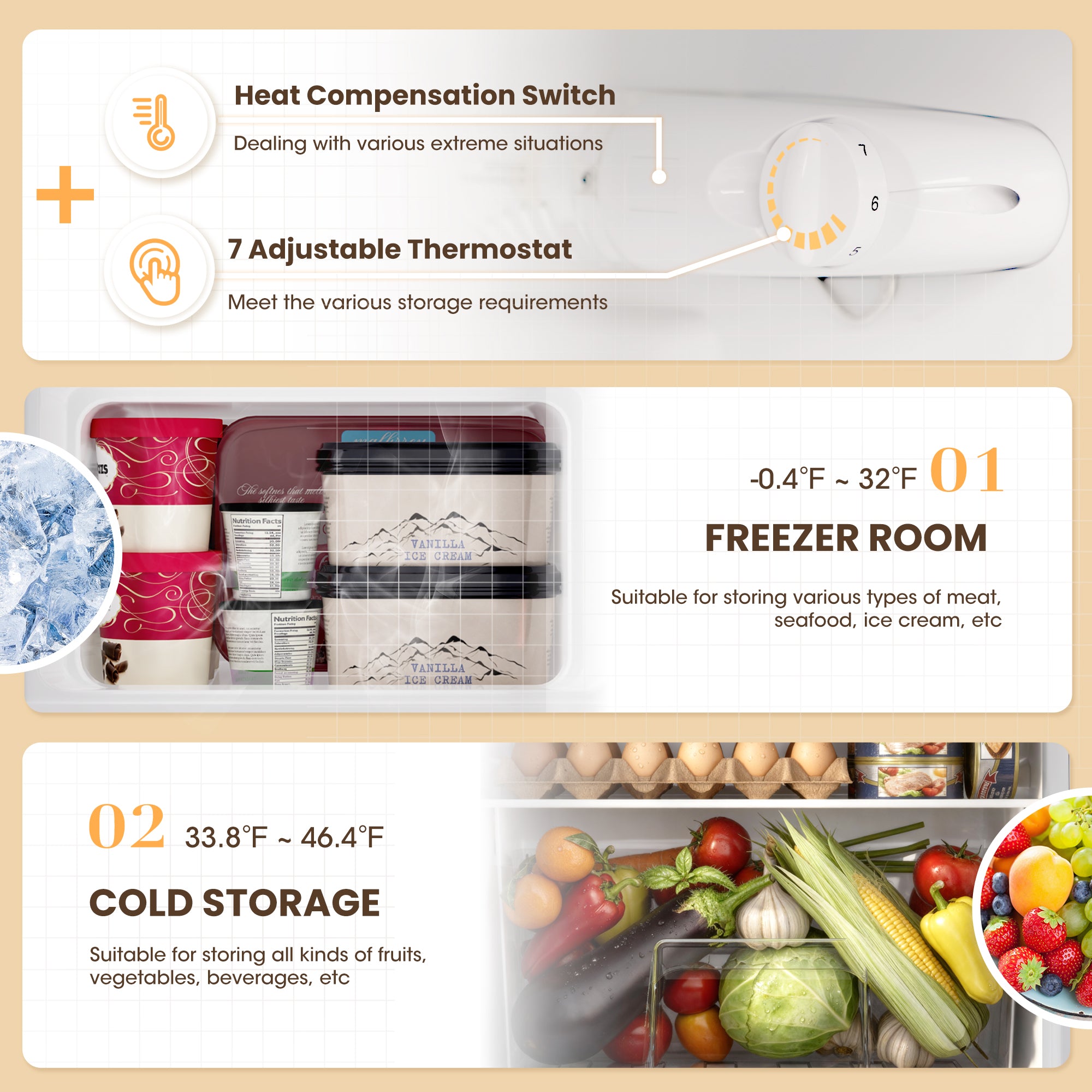 3.55 Cu.Ft Mini Fridge with Freezer, Dual-Door Compact Refrigerator for Office, Kitchen, Dorm & Bedroom, Adjustable Shelves,Matte Silver