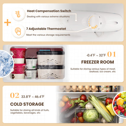 3.55 Cu.Ft Mini Fridge with Freezer, Dual-Door Compact Refrigerator for Office, Kitchen, Dorm & Bedroom, Adjustable Shelves,Matte Silver