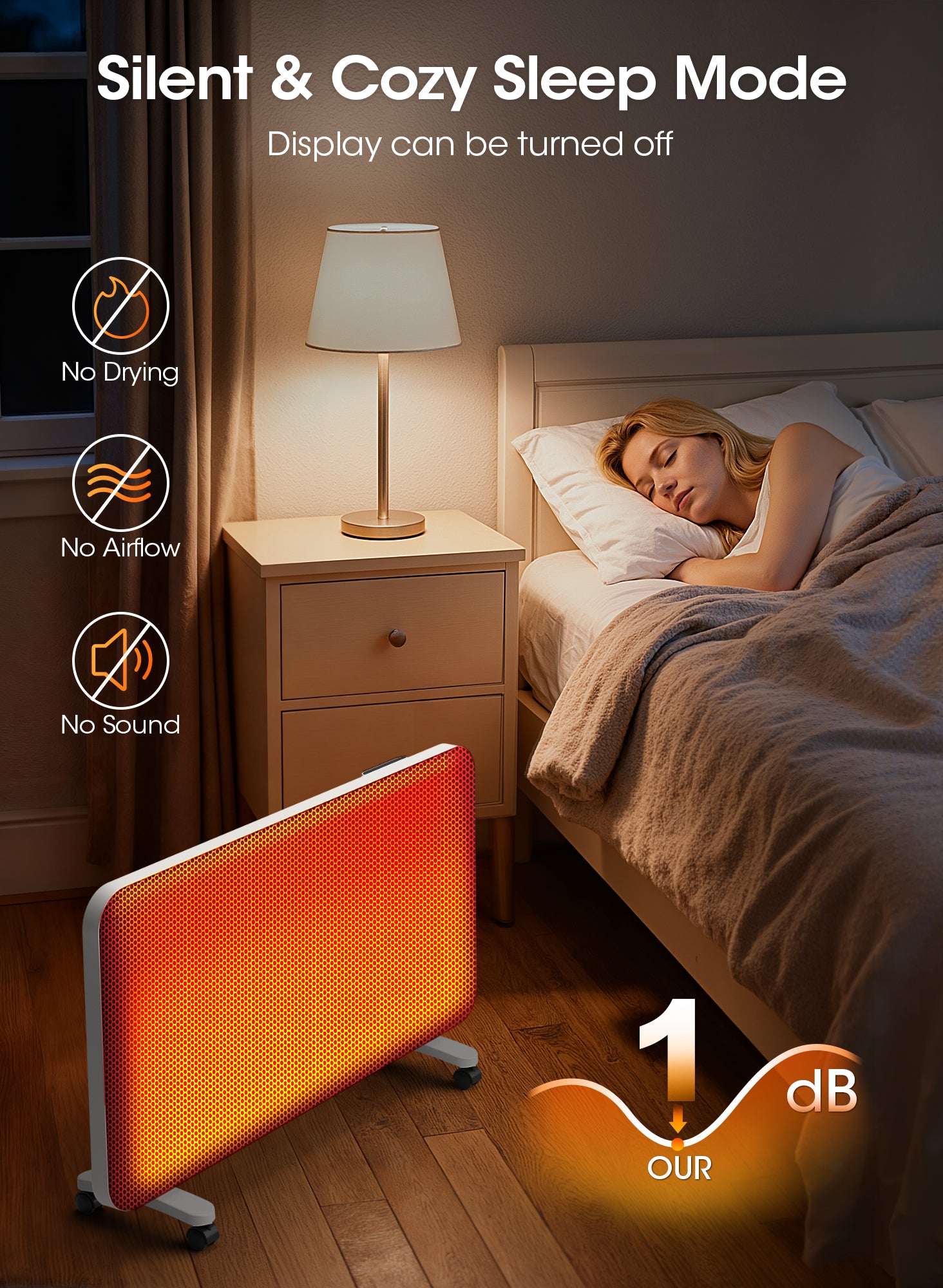 Convection Panel Space Heater Indoor Use, Large Room Electric Heater with Wifi App Control, Smart Mica Infrared Heater with Programmable Thermostat, Wall Mount or Standing, Quiet & Eco, 1500W, 33 Inch