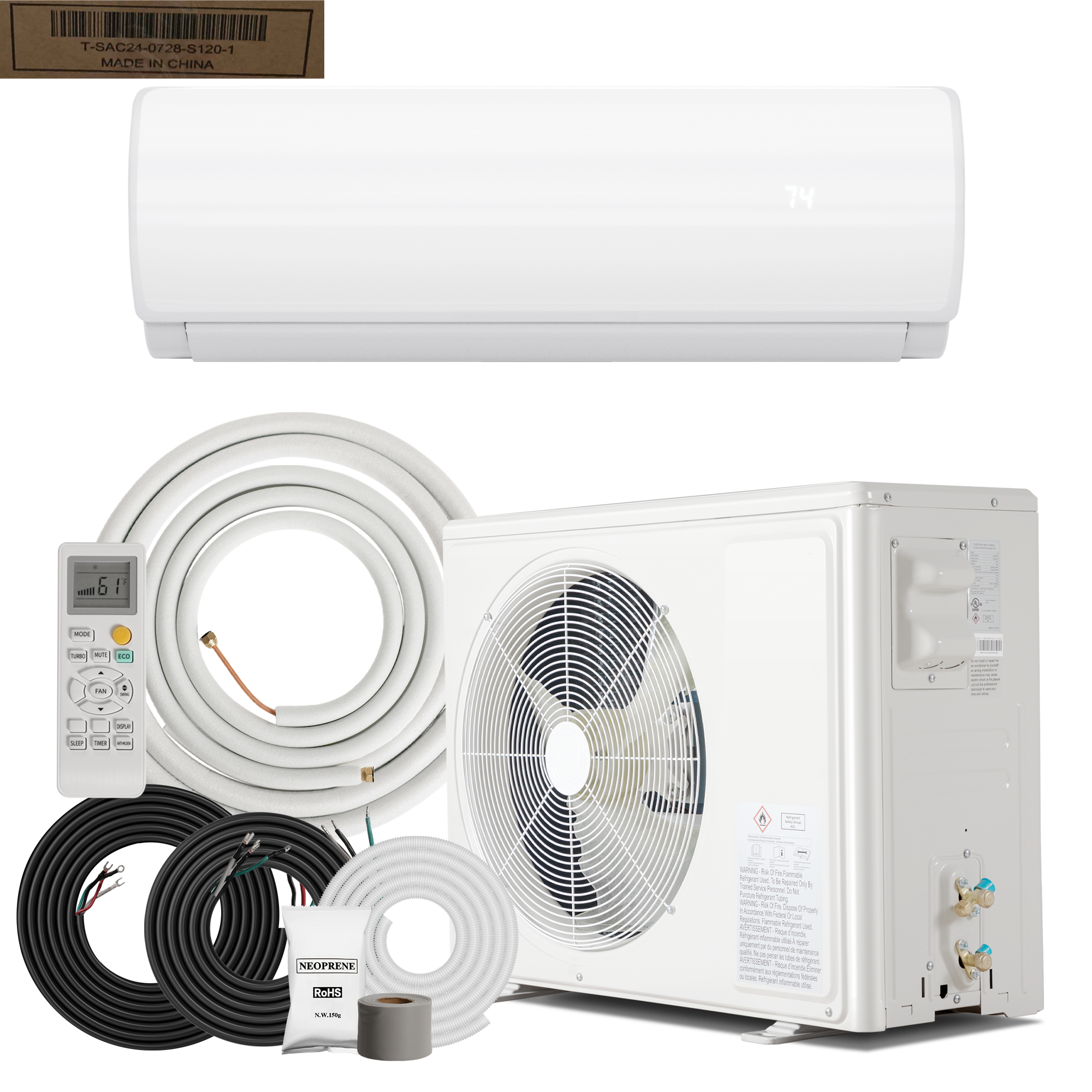 12000BTU Mini Split Air Conditioner& Heater with Inverter, Energy Efficient Inverter AC with Heat Pump, Complete Installation Kit,19 SEER2 115V AC Unit Cools Rooms up to 750 Sq. Ft,  White