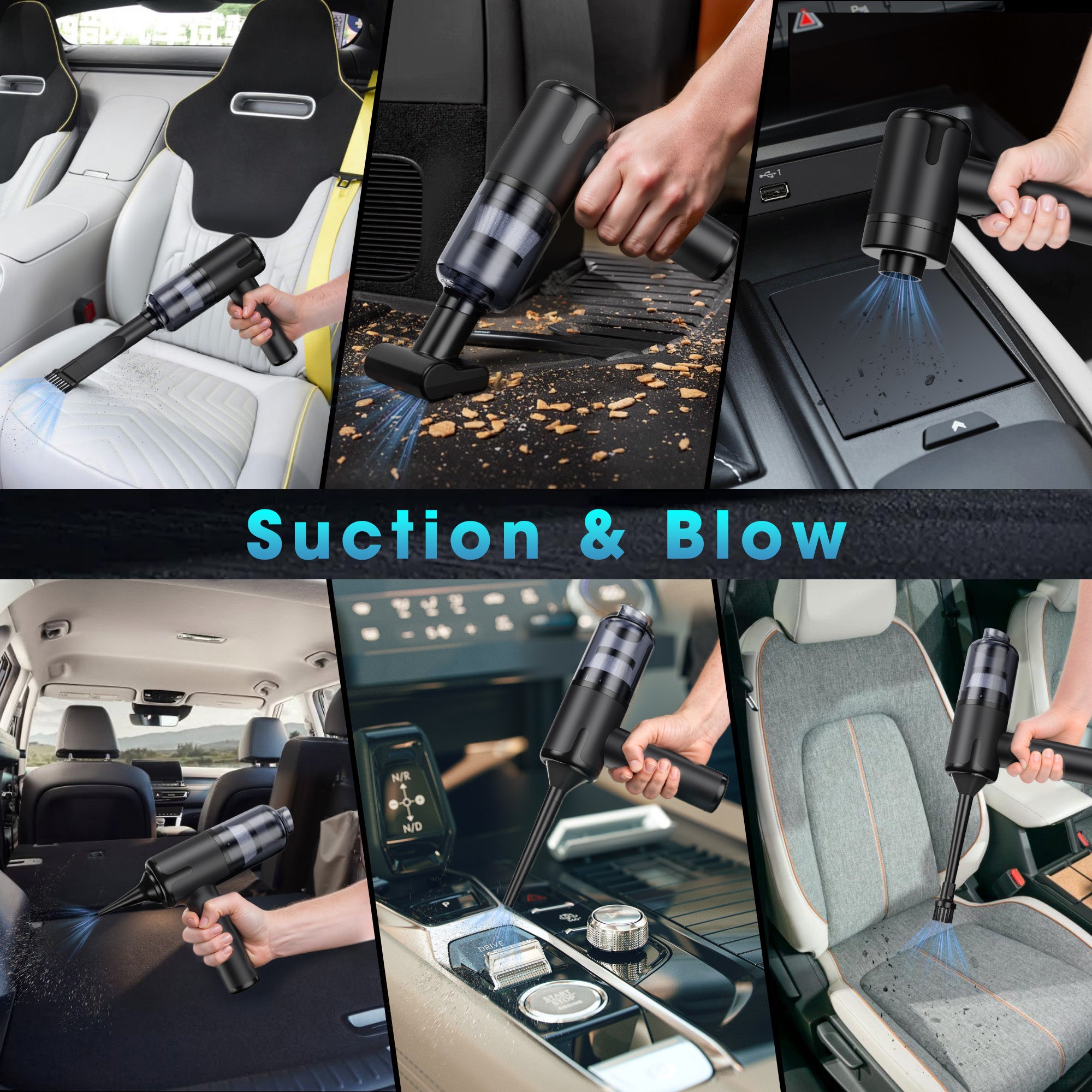 Manastin 8-in-1 Cordless Handheld Vacuum Cleaner - 16,000PA Powerful Suction, 4000mAh Battery, Washable and Reusable