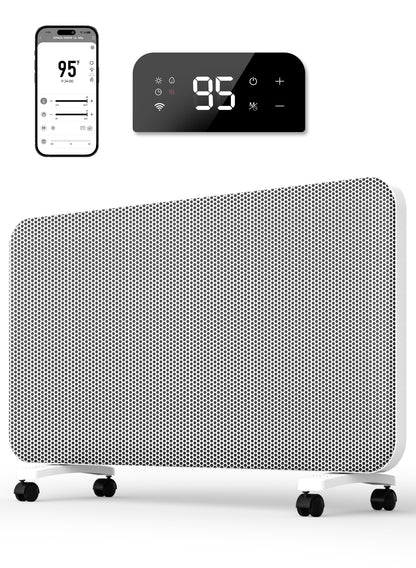 Convection Panel Space Heater Indoor Use, Large Room Electric Heater with Wifi App Control, Smart Mica Infrared Heater with Programmable Thermostat, Wall Mount or Standing, Quiet & Eco, 1500W, 33 Inch
