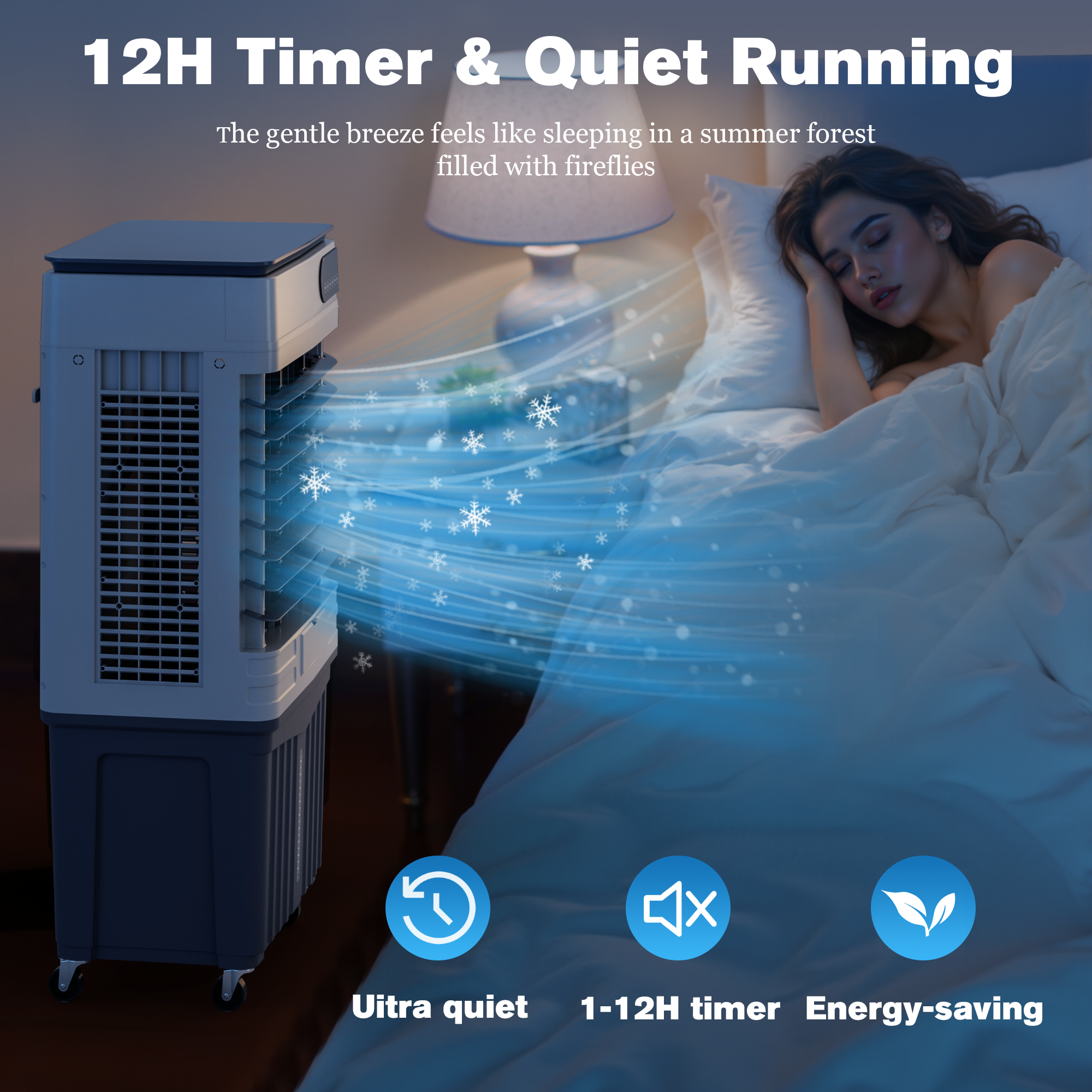 Portable Evaporative Air Cooler, 3400 CFM Swamp Cooler with large 13.5 Gal Water Tank & 4 Oversized Ice Box, 120° Swing, Upgraded Remote, 12H Timer, 4-in-1 Air Cooling Fan for Outdoor Indoor, 42 inch