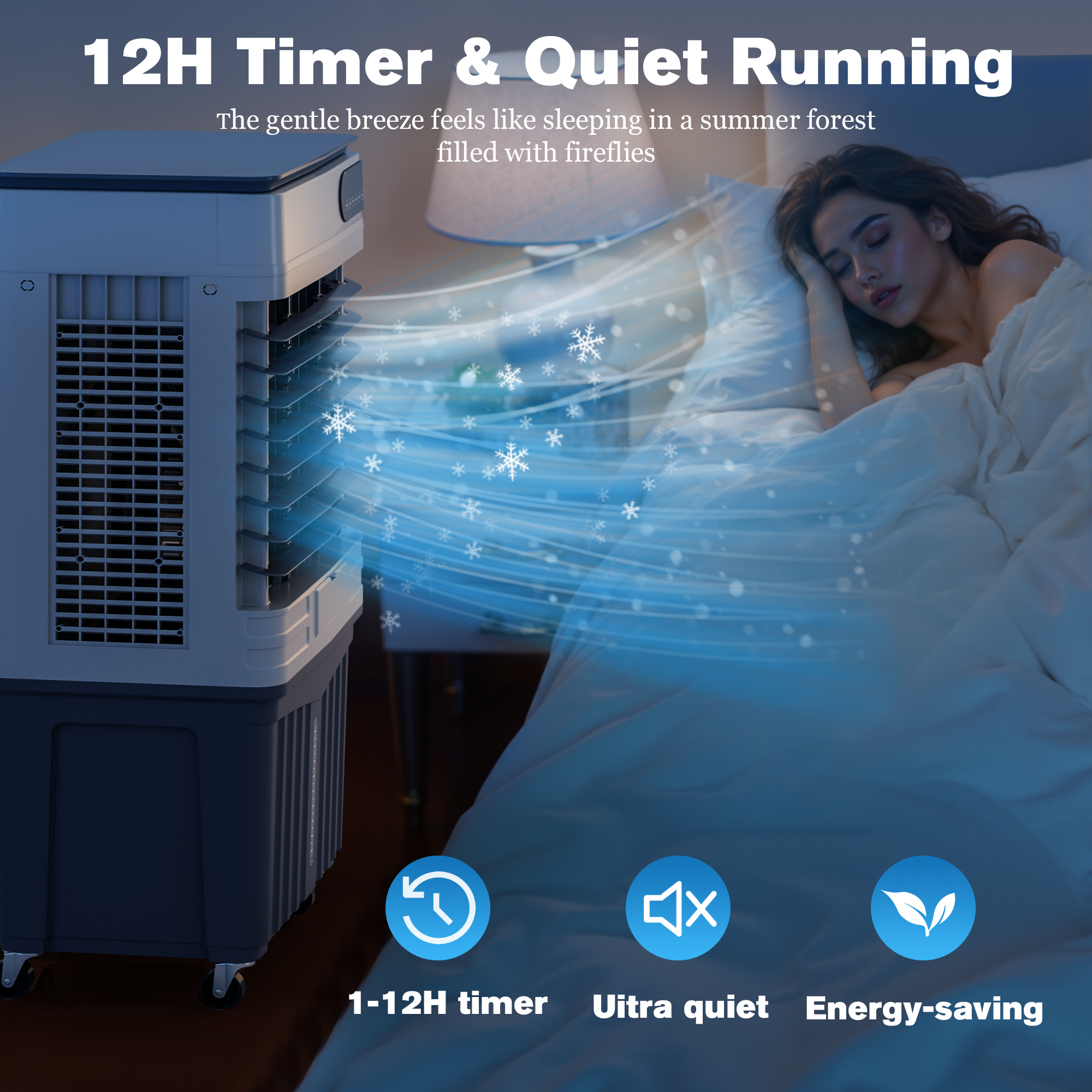 Swamp Cooler Air Conditioners, 4-IN-1 Portable Evaporative Cooler Cools Up to 1500 Sq.Ft, Large 18.5Gal Tank for 24/7 Cooling, Low Noise Cooling Fan with Remote Control Fits for Large Rooms