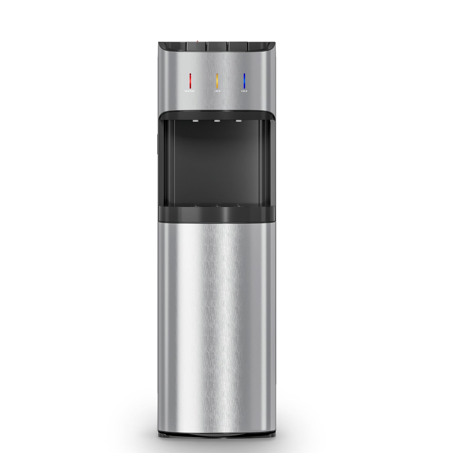 Manastin Bottom-Loading Water Dispenser, 3 Temperatures (Hot, Room and Cold), Child Safety Lock, LED Display with Empty Bottle Alert, Silver
