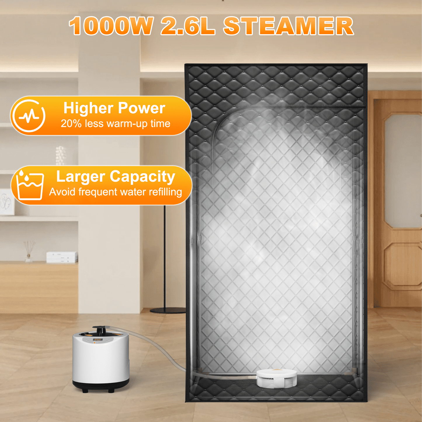 Portable Sauna Box Designed for Home Use, Sauna with 5 Min Fast Heating &15 Levels Heat,3L 1000W Steamer and Remote Control , Ideal for Private SPA Experience, 31" x 31" x 71"(Satin Cotton, Black)