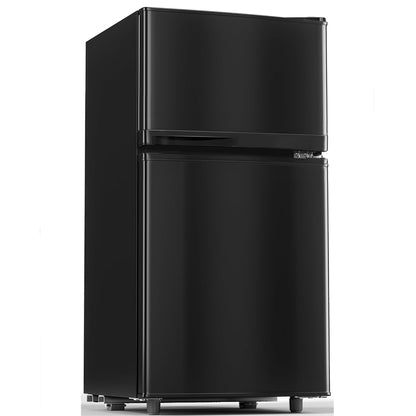 3.55 Cu.Ft Mini Fridge with Freezer, Dual-Door Compact Refrigerator for Office, Kitchen, Dorm & Bedroom, Adjustable Shelves,Jet Black