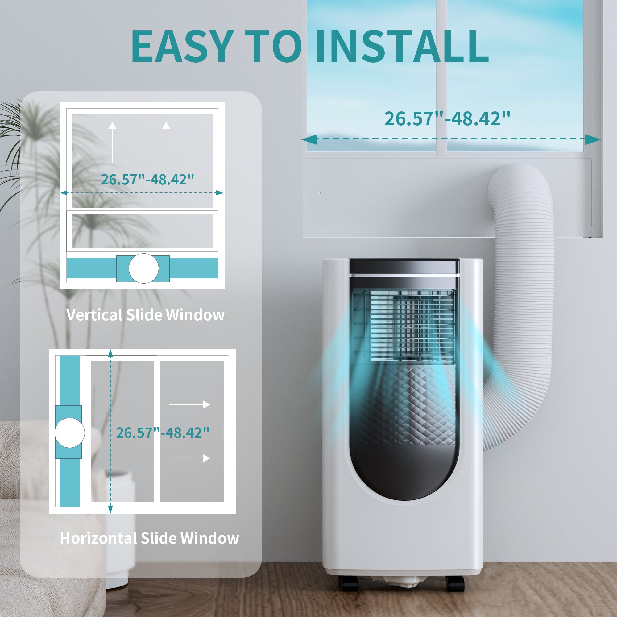 Portable Air Conditioner, 8000 BTU Air Conditioner Portable for Room Up to 350 Sq. Ft, Remote Control, 24H Timer, Air Cooling Unit 3-in-1 as Cooler Dehumidifier Fan, Window Kit Included