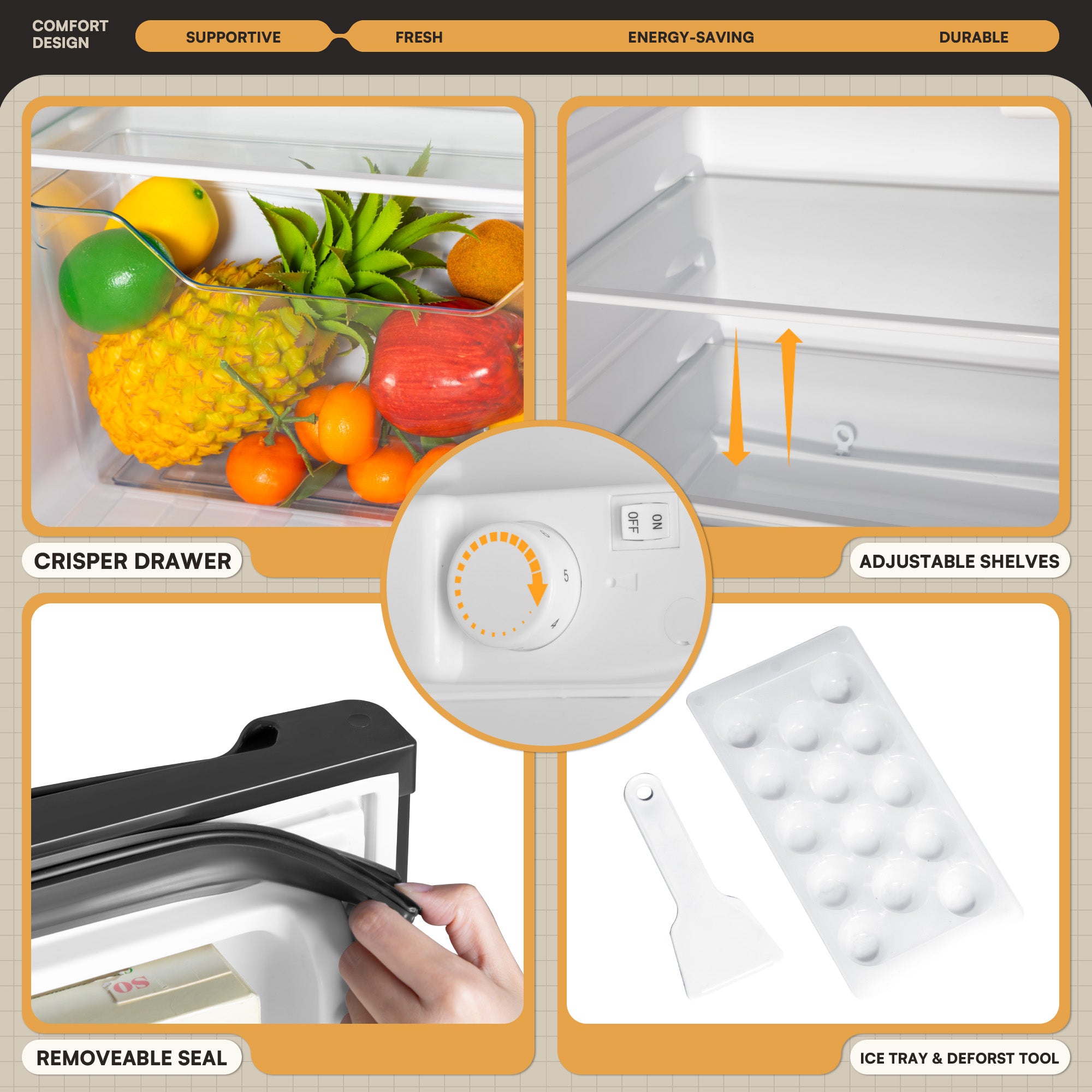 Manastin 4.4 Cu.Ft Mini Fridge with Freezer, Small Refrigerator with 2 Doors for Kitchen, Dorm, Office and Bedroom, Mini Fridge with Adjustable Shelves (Black)