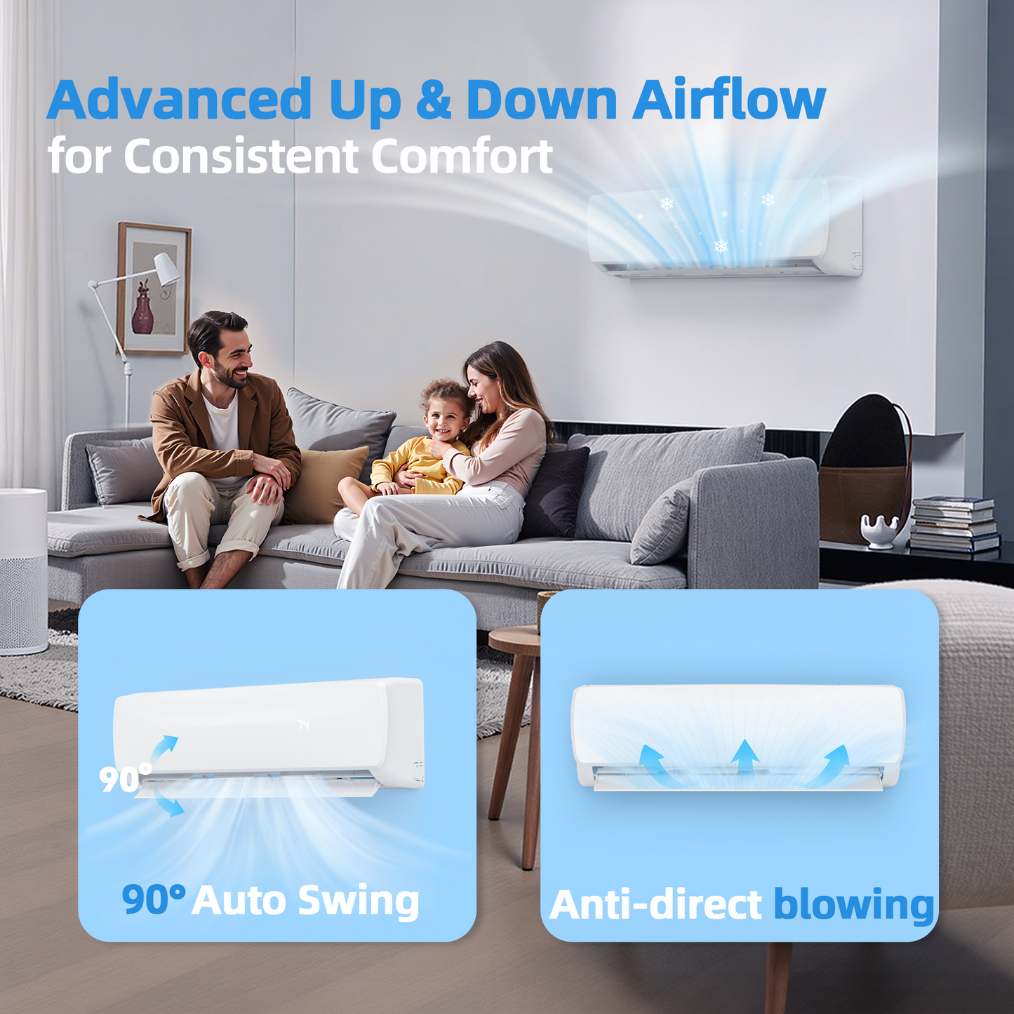 18000BTU Mini Split Air Conditioner& Heater with Inverter, Energy Efficient Inverter AC with Heat Pump, Complete Installation Kit,19 SEER2 230V AC Unit Cools Rooms up to 1250 Sq. Ft,  White