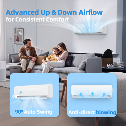 18000BTU Mini Split Air Conditioner& Heater with Inverter, Energy Efficient Inverter AC with Heat Pump, Complete Installation Kit,19 SEER2 230V AC Unit Cools Rooms up to 1250 Sq. Ft,  White
