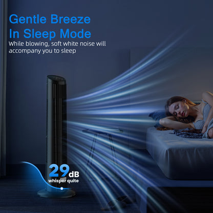 Manastin Smart Bladeless Fan with 3 Speeds 3 Modes, 90° Oscillating Tower Fan with Remote, 12H Timer, 25 ft/s, Standing Fans for Home Living Room, 25dB Quiet, Air Filter for Hair & Dust