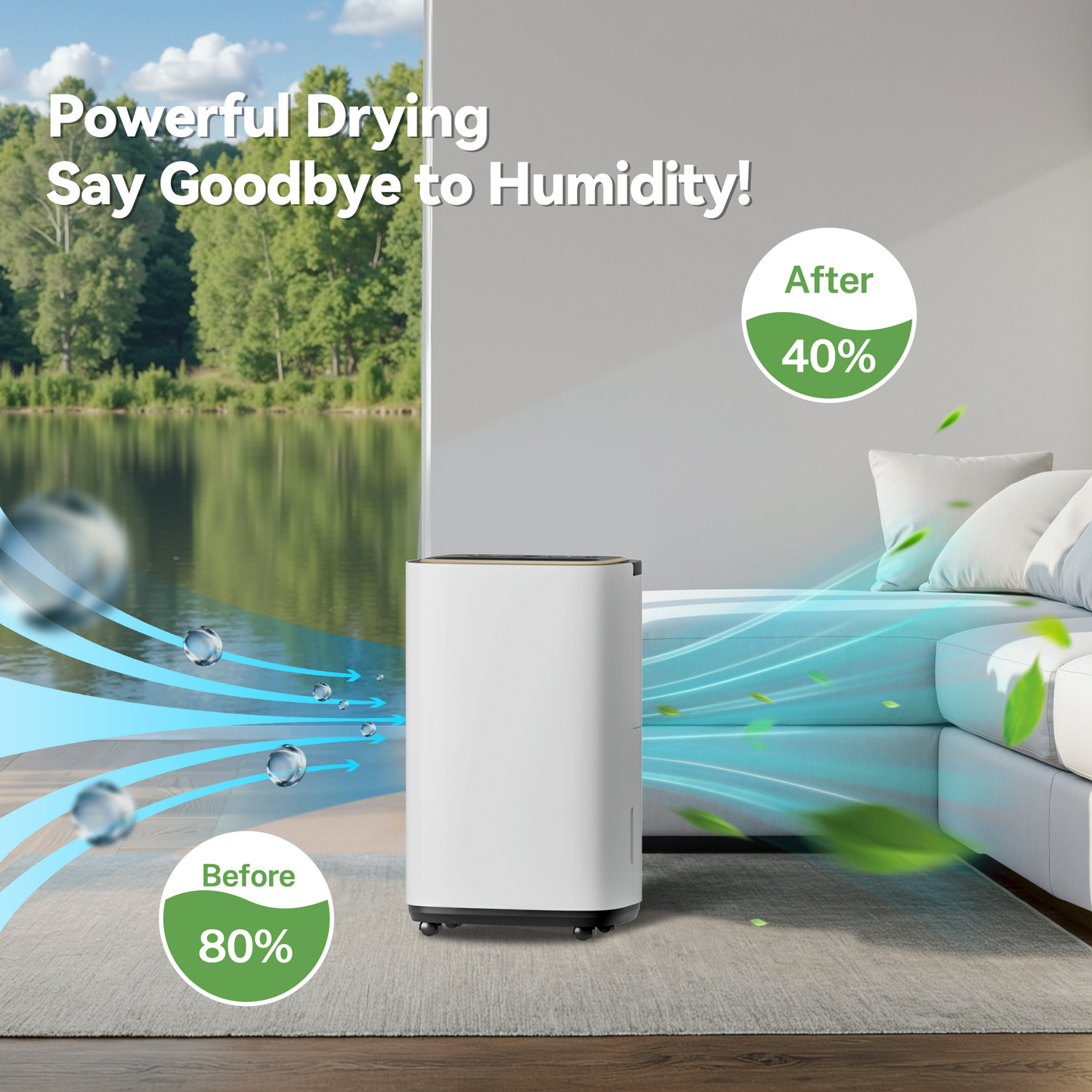 Manastin 9-Pint (DOE) Multi-Function Dehumidifier, 3000 Sq. Ft Coverage Area with 3 Modes, 74 OZ Water Tank/24H-Timer/Drain Hose/Child lock, for Bedroom/Office/Laundry Room
