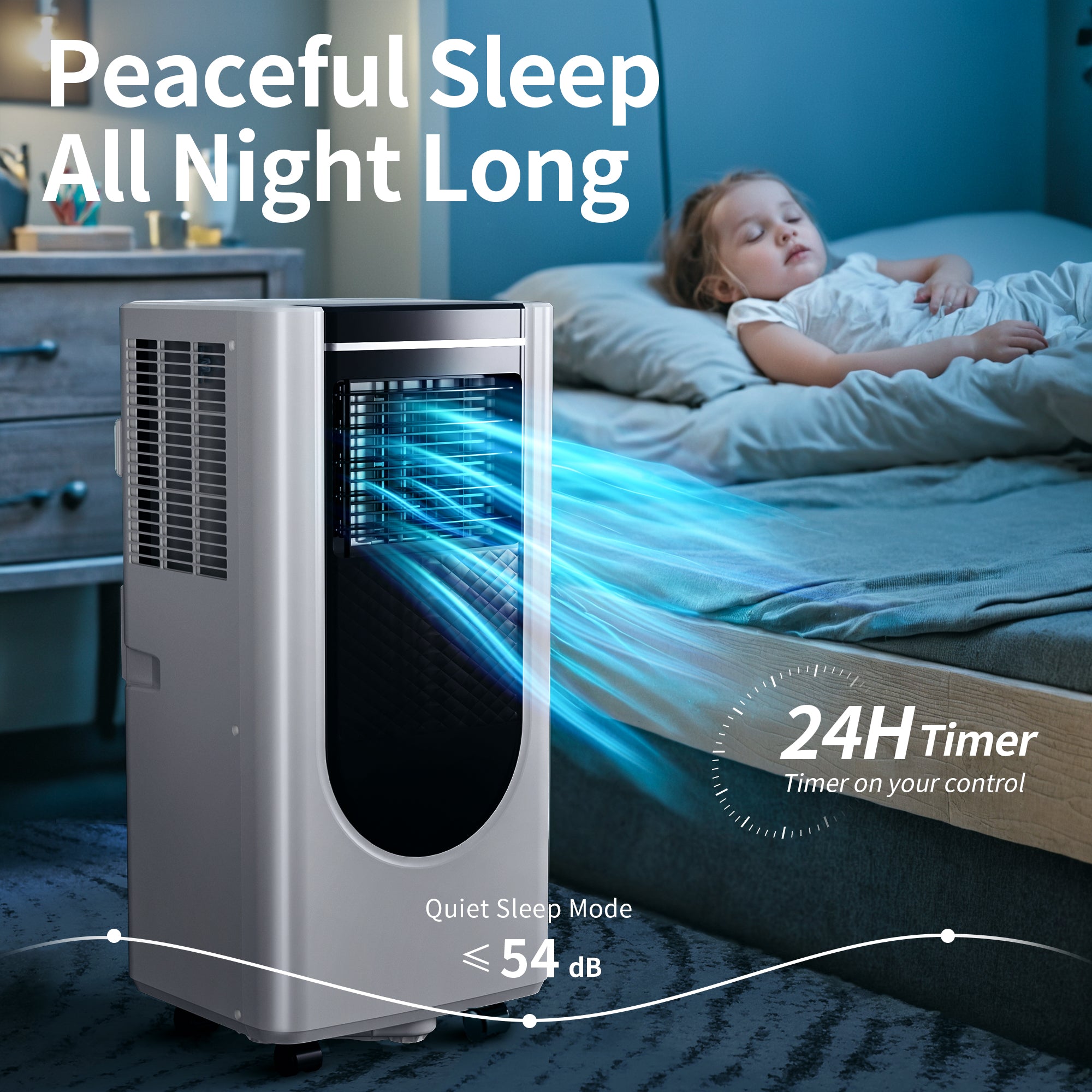 Portable Air Conditioner, 8000 BTU Air Conditioner Portable for Room Up to 350 Sq. Ft, Remote Control, 24H Timer, Air Cooling Unit 3-in-1 as Cooler Dehumidifier Fan, Window Kit Included